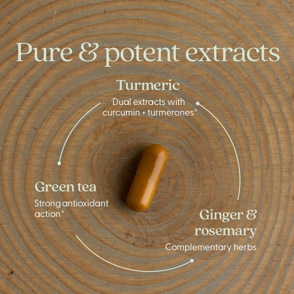 New Chapter Turmeric Force Daily Supplement capsules in a bowl