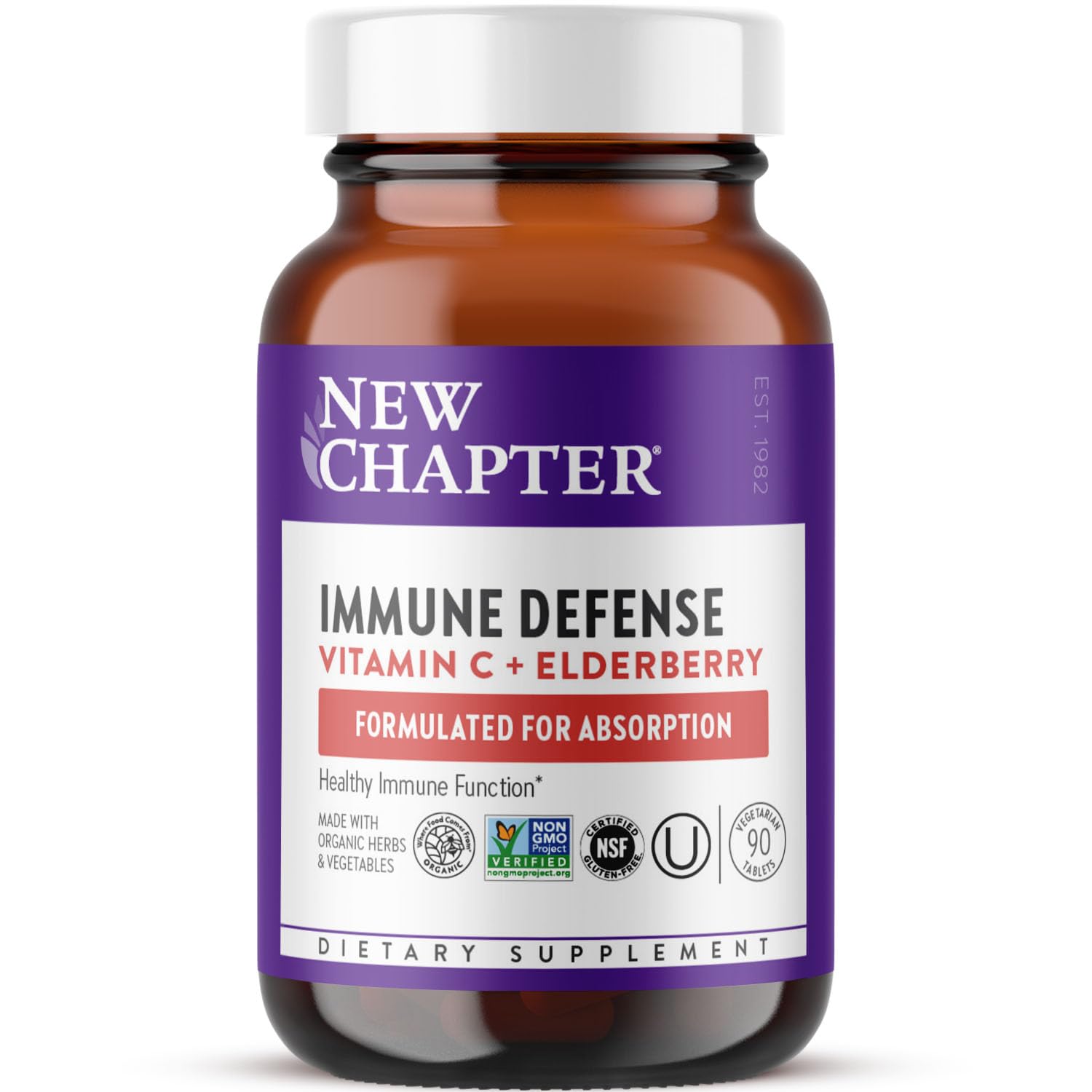 New Chapter Vitamin C + Elderberry supplement front view