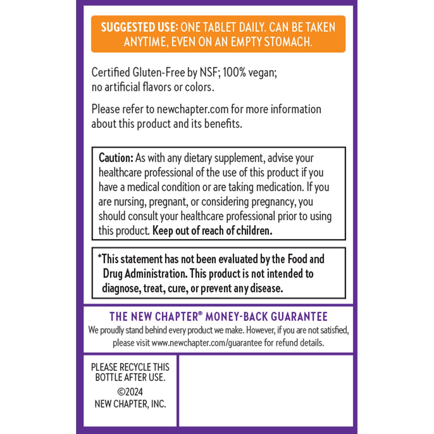 New Chapter Vitamin C organic certification details