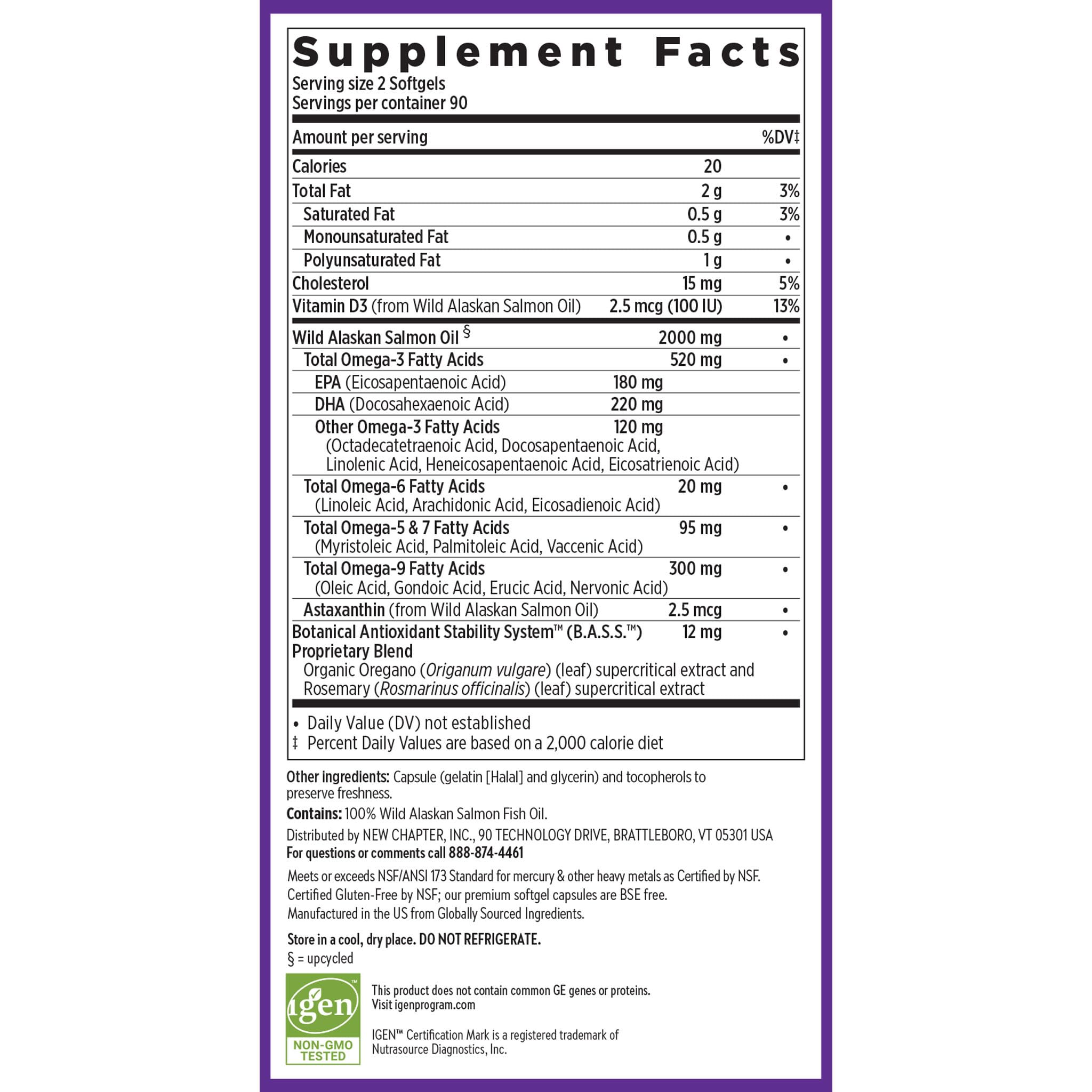 New Chapter Wholemega Fish Oil 2000mg bottle with softgels