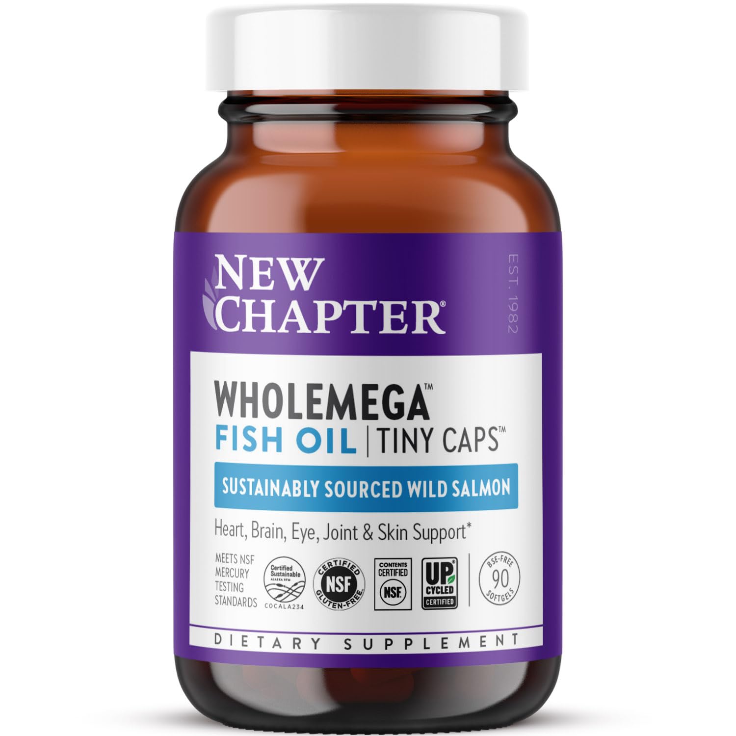 New Chapter Wholemega Fish Oil 2000mg softgels front view