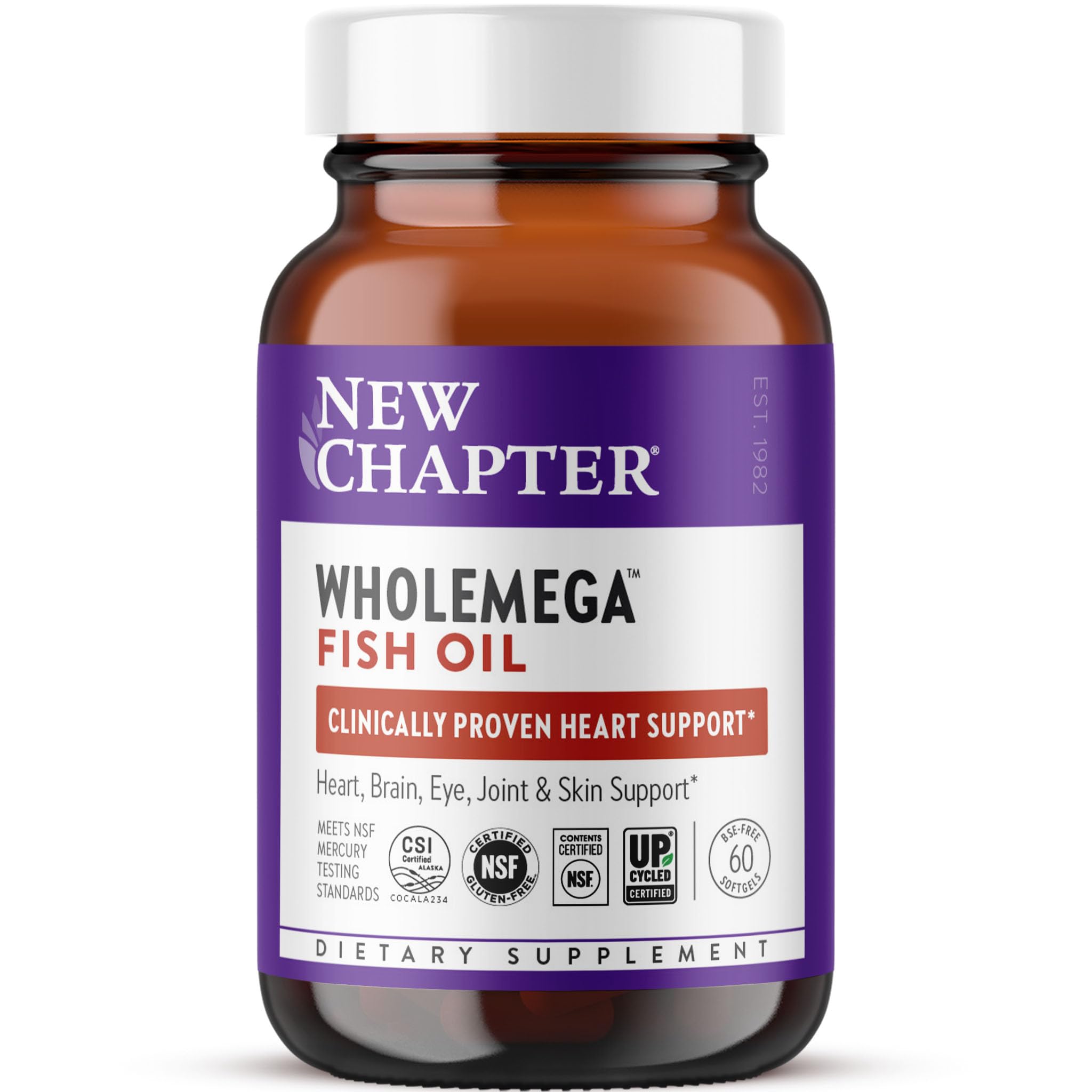 New Chapter Wholemega Fish Oil 2000mg softgels front view