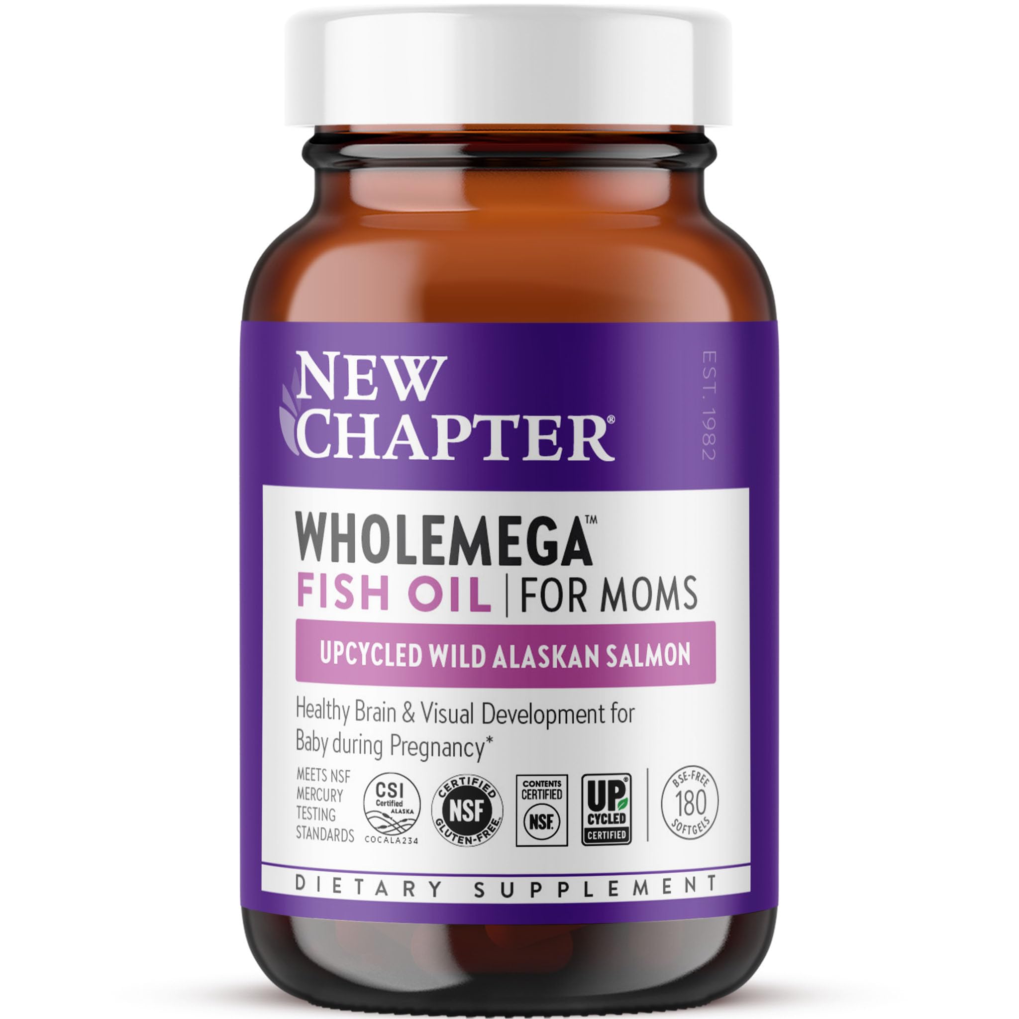New Chapter Wholemega Fish Oil Supplement front view with packaging