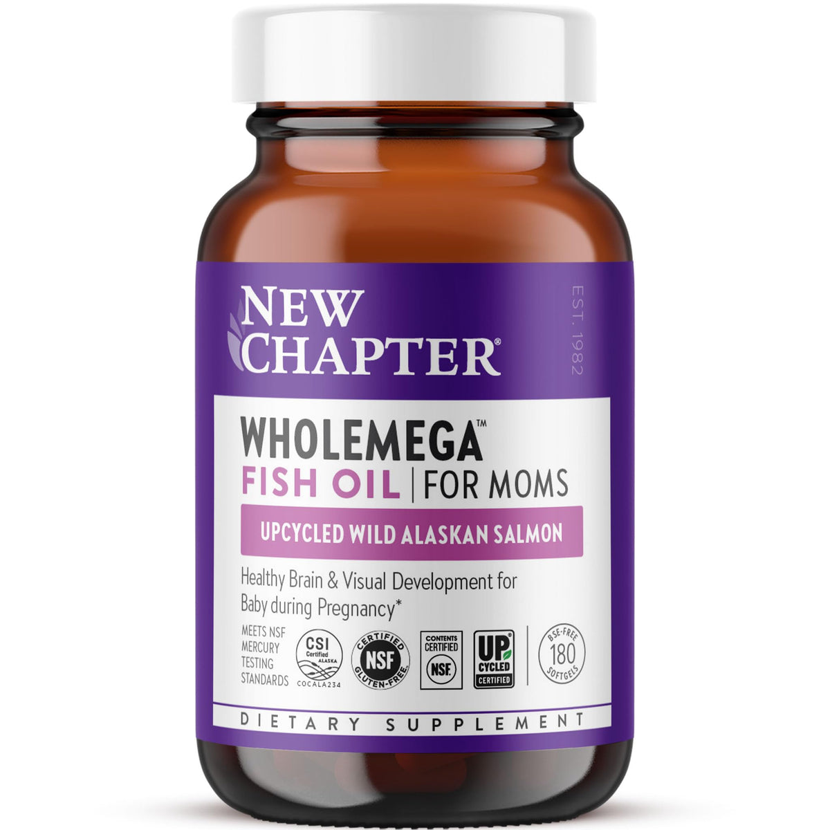 New Chapter Wholemega Fish Oil Supplement front view with packaging