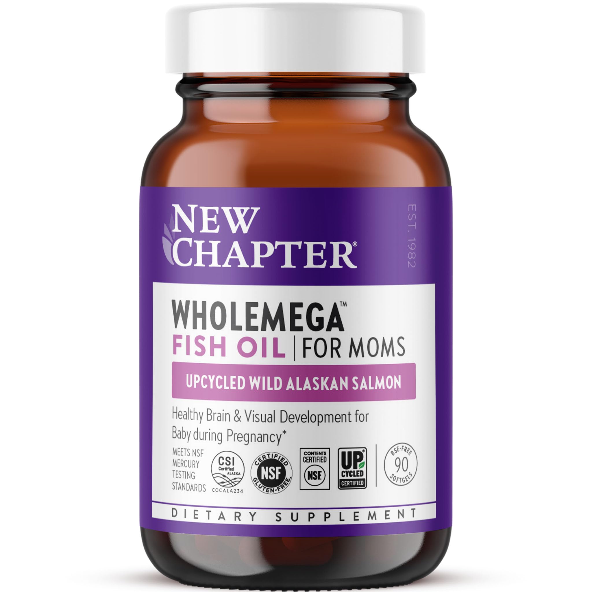 New Chapter Wholemega Prenatal Fish Oil 935mg softgel bottle front view