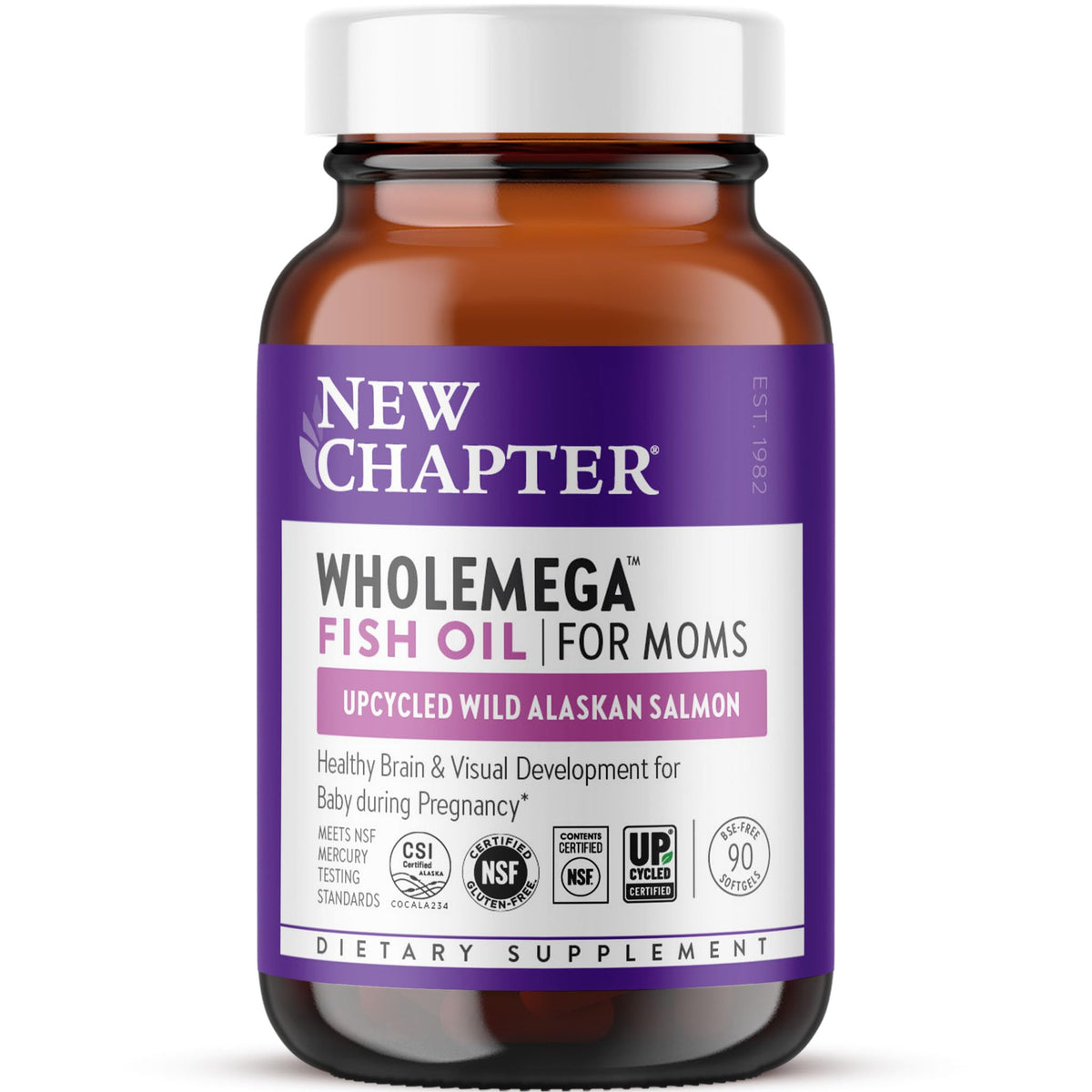 New Chapter Wholemega Prenatal Fish Oil 935mg softgel bottle front view