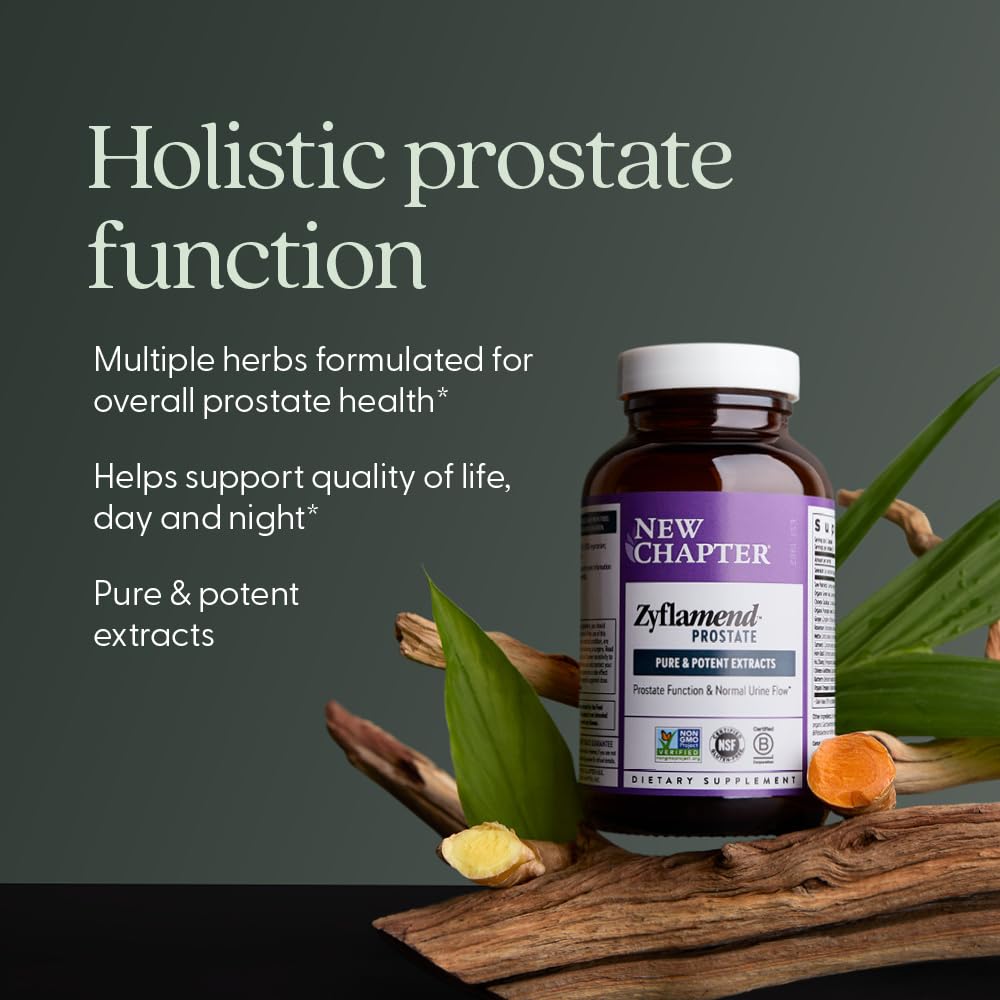 New Chapter Zyflamend Prostate Supplement bottle with lid off