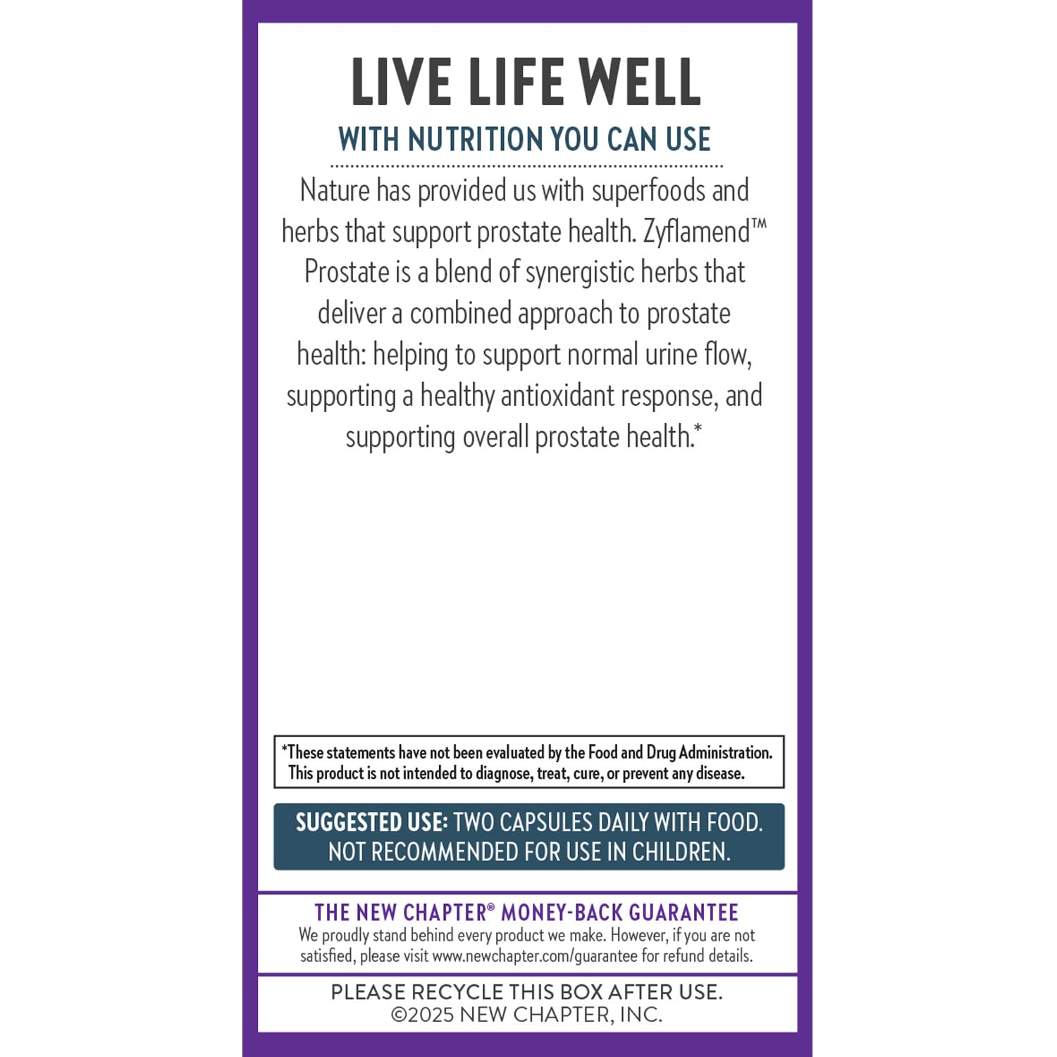 New Chapter Zyflamend Prostate Supplement label close-up