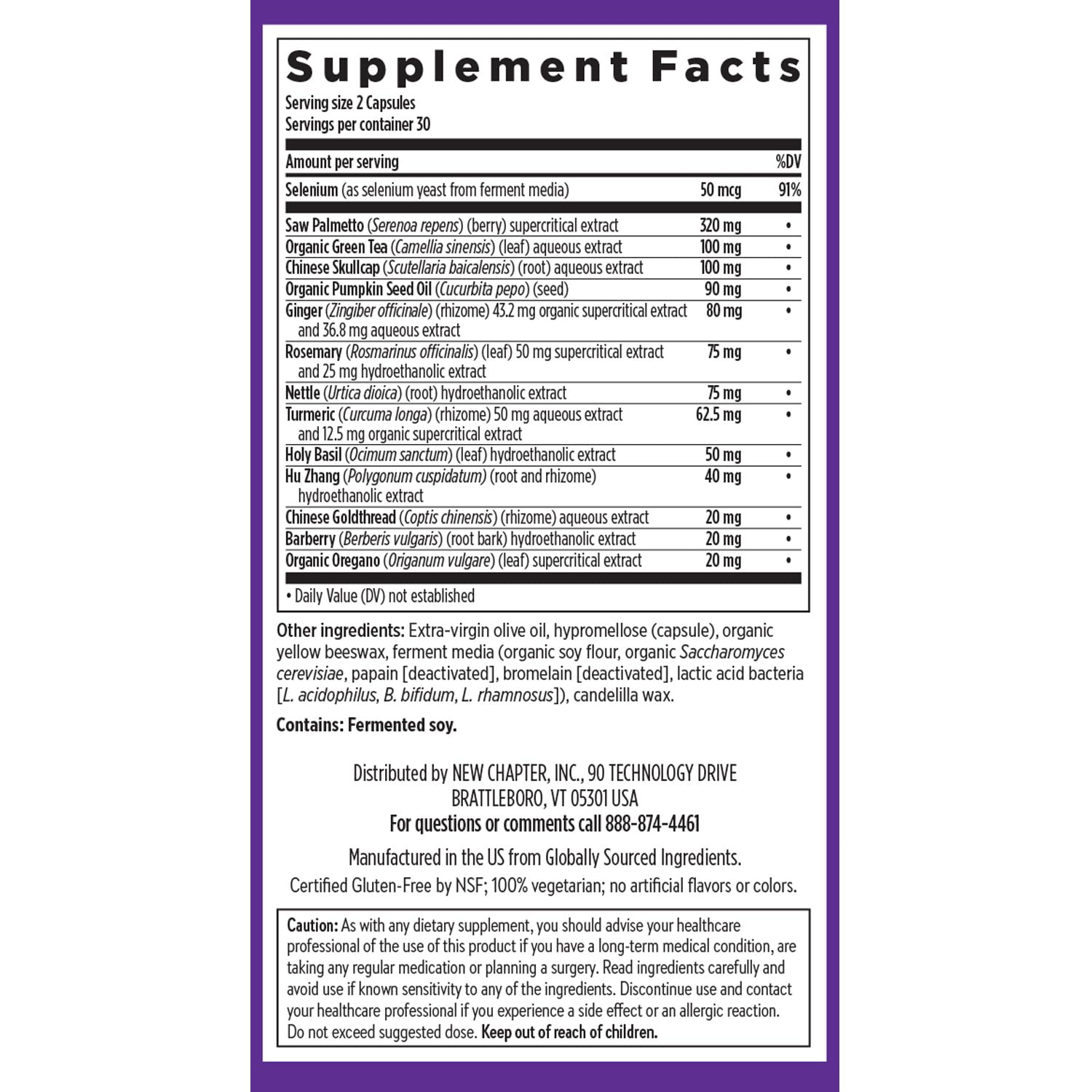 New Chapter Zyflamend Prostate Supplement with herbs in the background