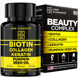 New Elements Biotin Supplement 60 softgels front view
