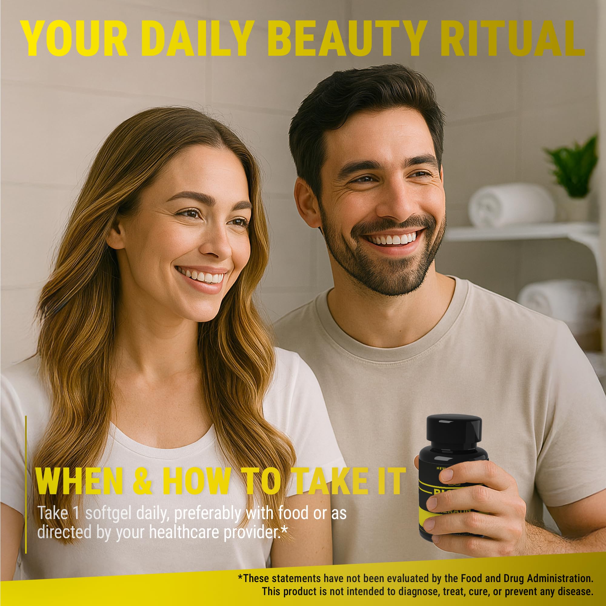 New Elements Biotin Supplement on a wooden table