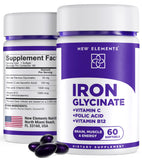 New Elements Iron Glycinate 50mg softgel bottle front view