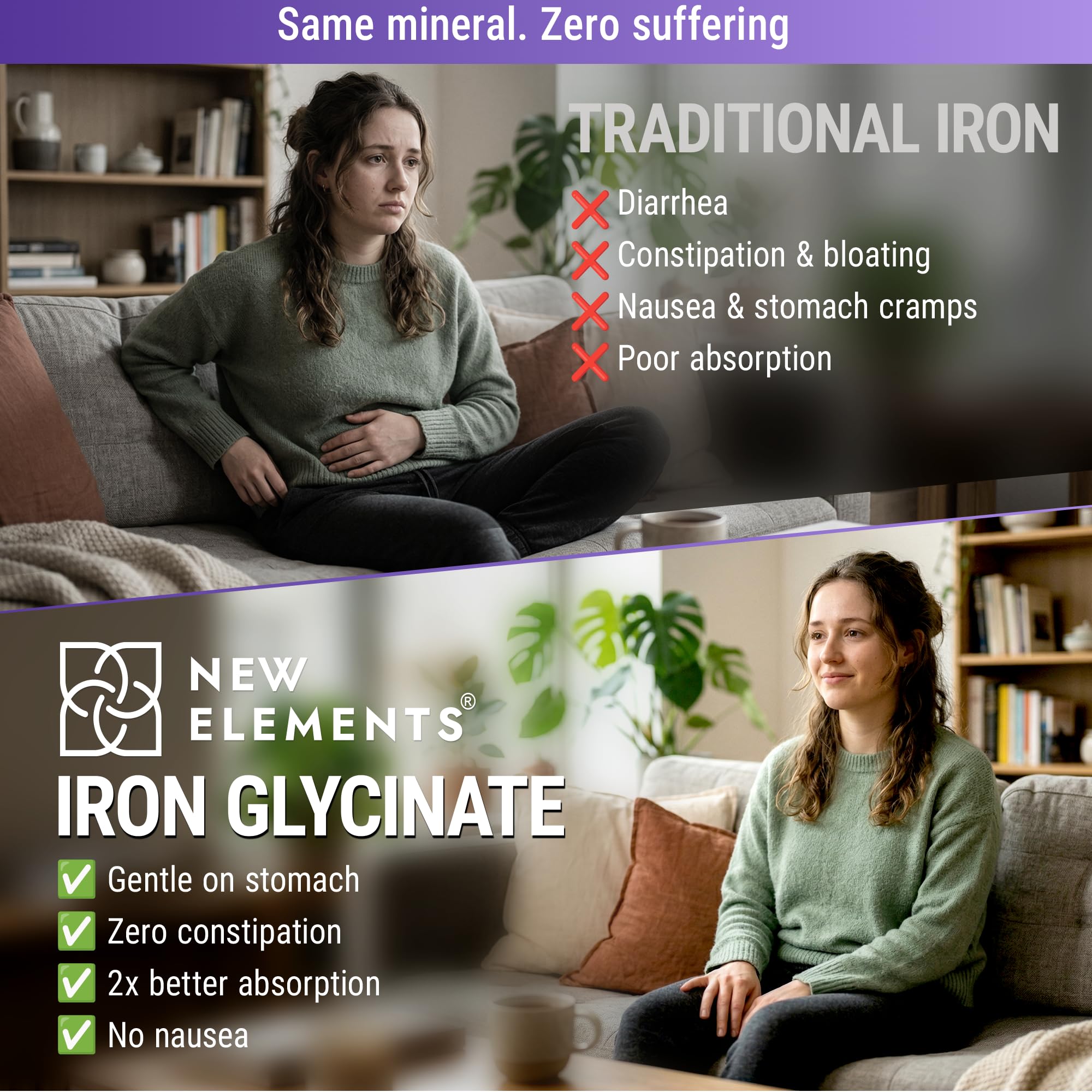 New Elements Iron Glycinate 50mg softgel packaging