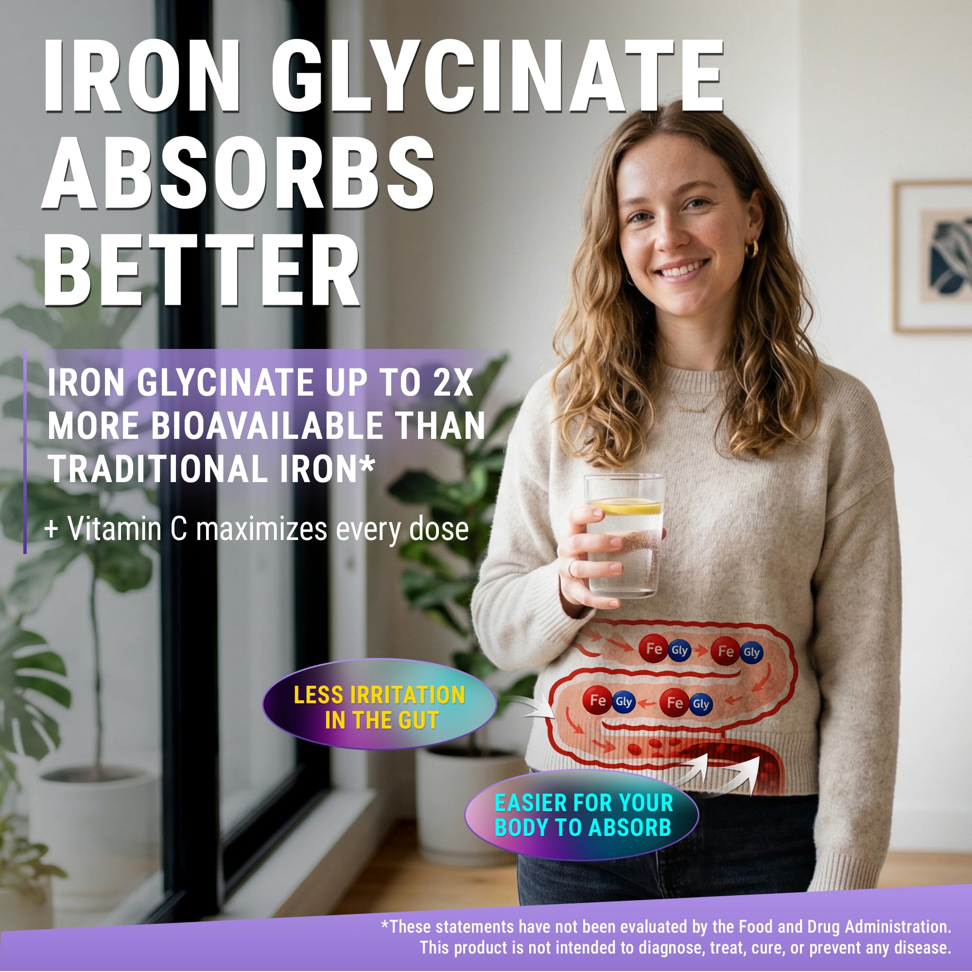 New Elements Iron Glycinate 50mg softgel with Vitamin C