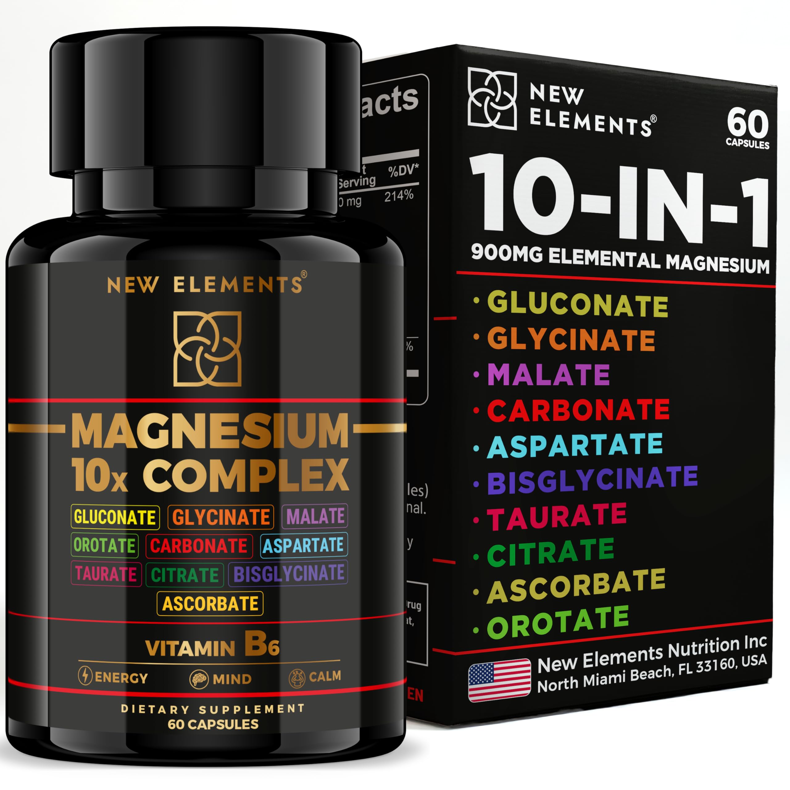 New Elements Magnesium 10-in-1 Formula 100g front view