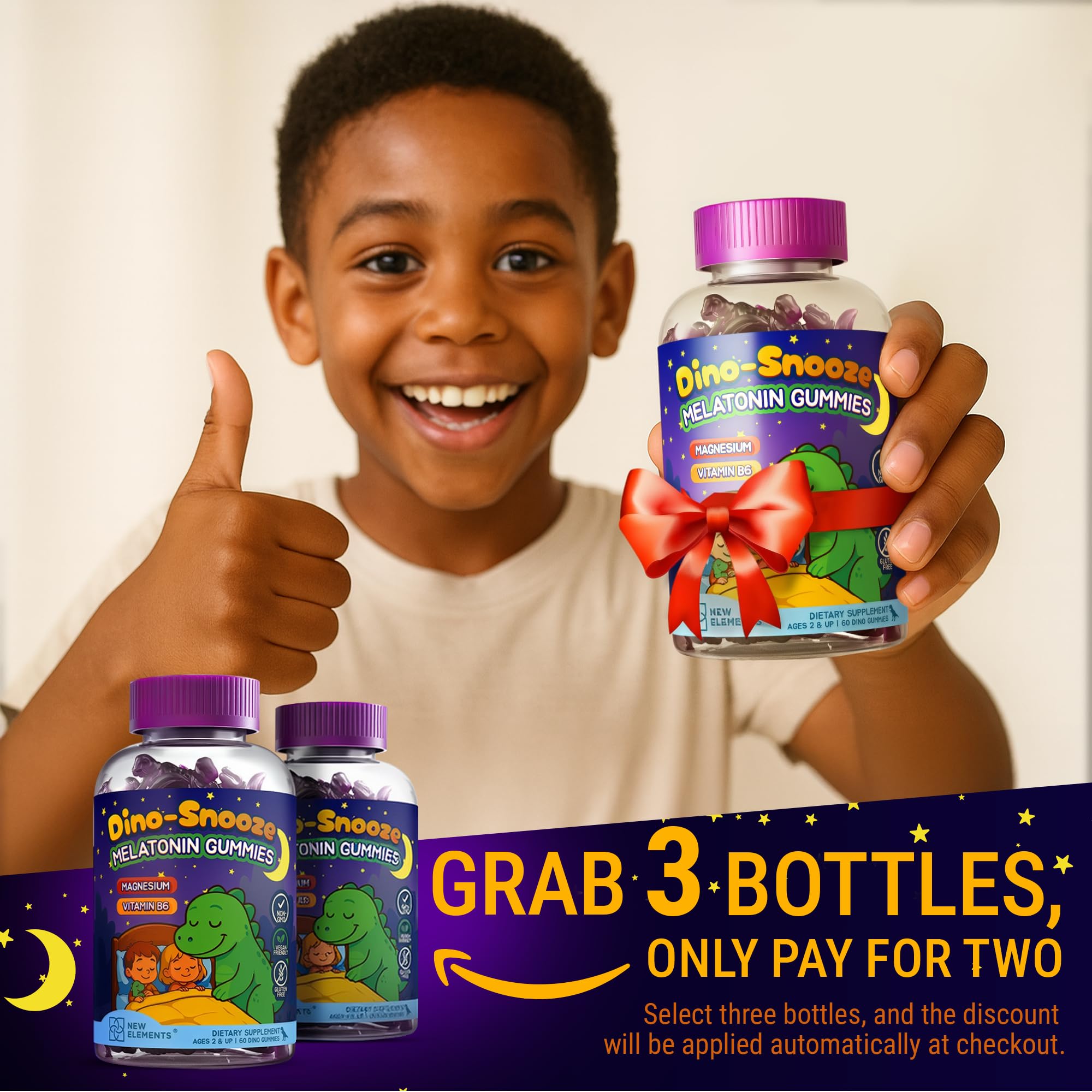 New Elements Melatonin Gummies Kids gummy texture close-up