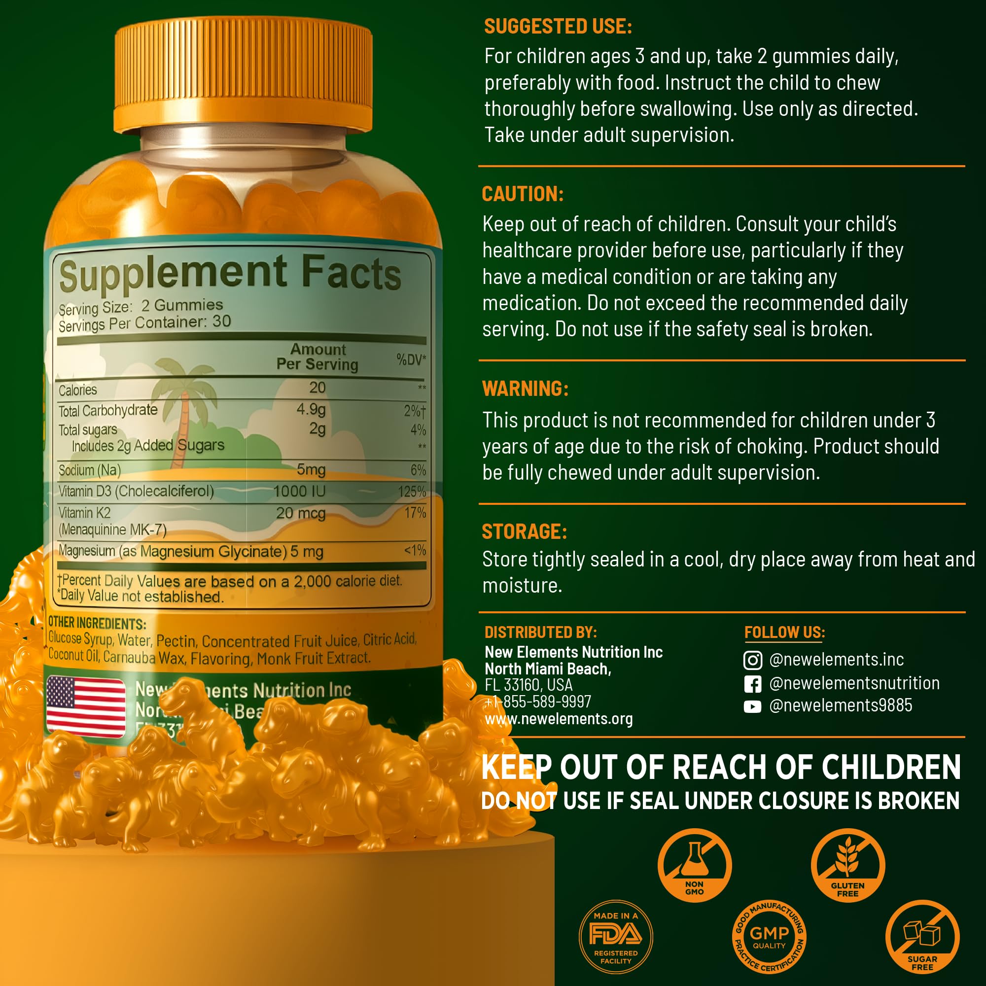 New Elements Vitamin D3 & K2 with Magnesium Glycinate packaging