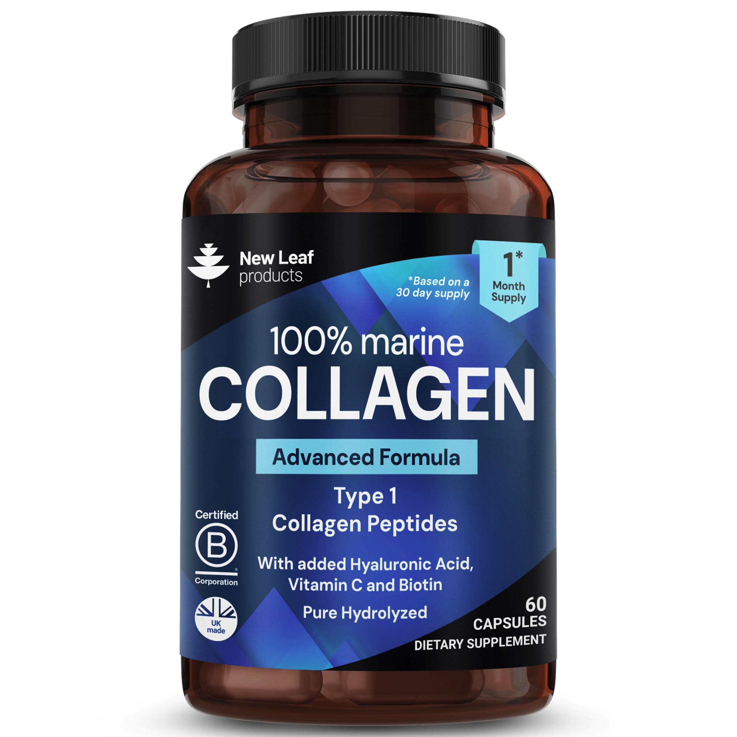 New Leaf Products Marine Collagen Capsules 60 count front view