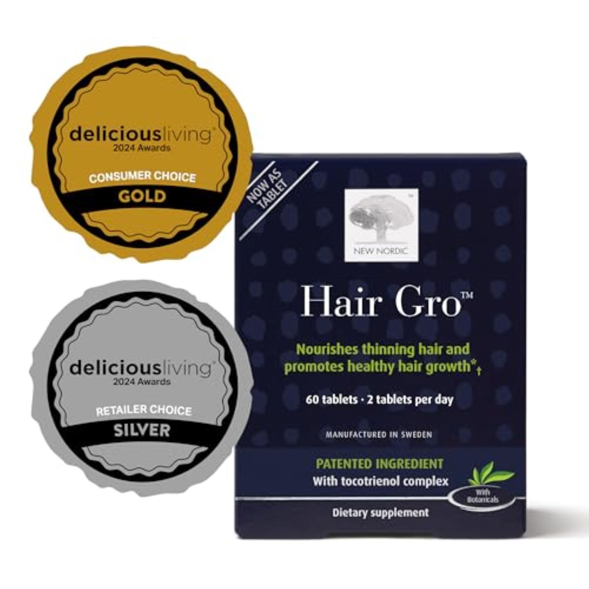 NEW NORDIC Hair Growth Support Tablets side view showing tablet details