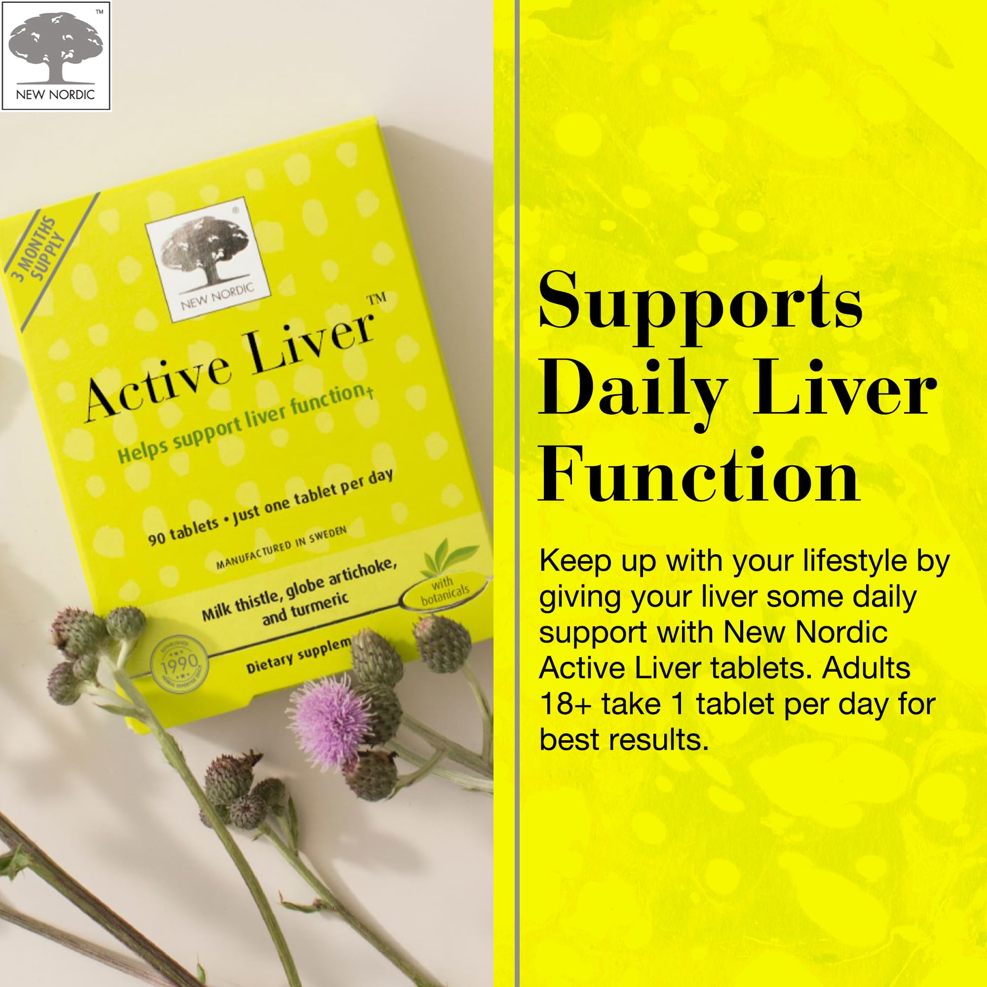 NEW NORDIC Milk Thistle Daily Liver Supplement tablet close-up