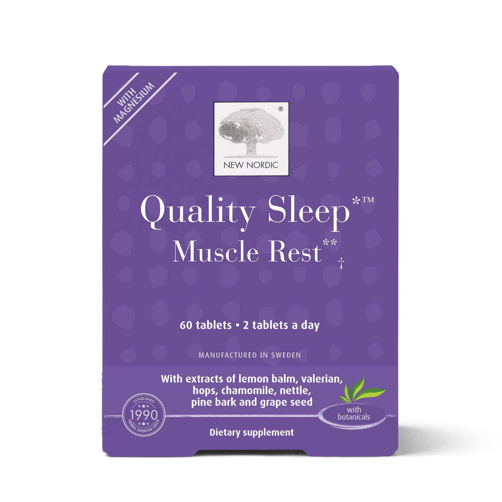 NEW NORDIC Quality Sleep Muscle Rest 60 coated tablets front view