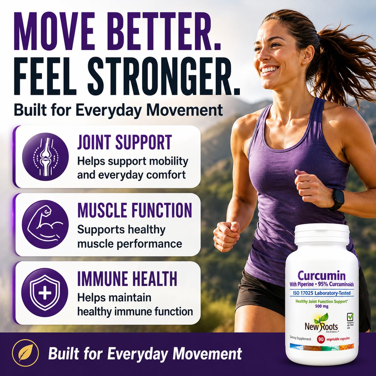 NEW ROOTS HERBAL Curcumin with Black Pepper 500mg capsule bottle with label