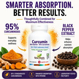 NEW ROOTS HERBAL Curcumin with Black Pepper 500mg capsules in a bowl