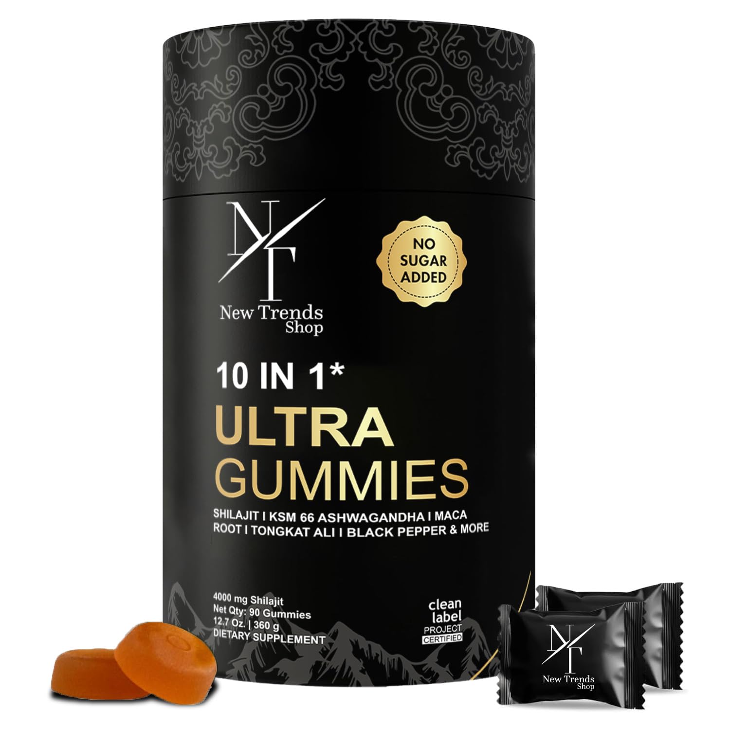 New Trends Shop Shilajit Gummies 90-count bottle front view