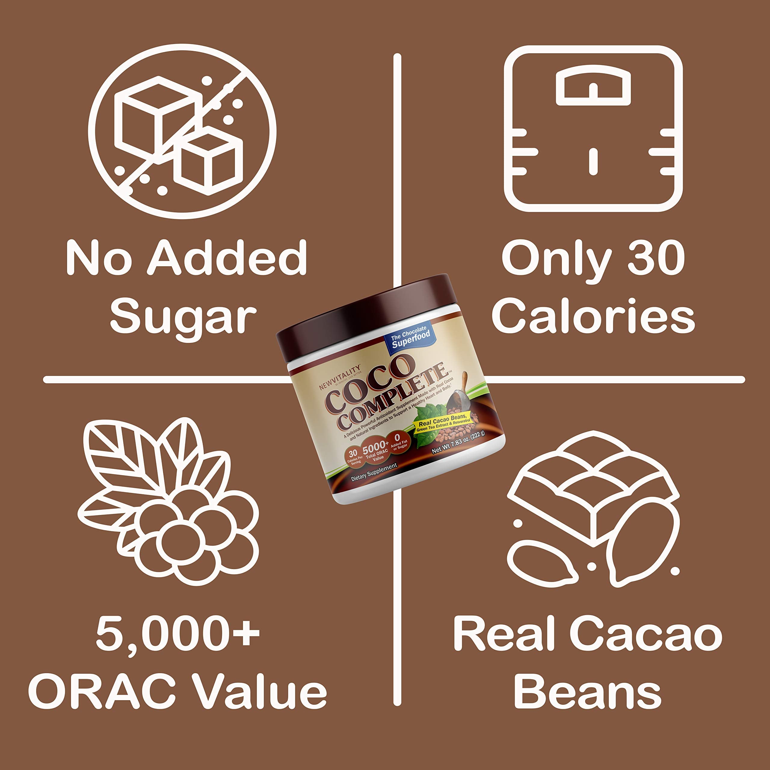 New Vitality Coco Complete Chocolate Antioxidant Powder scooper