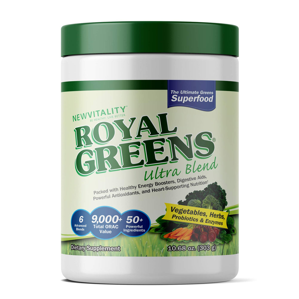 New Vitality Royal Greens Ultra Superfood Powder front view