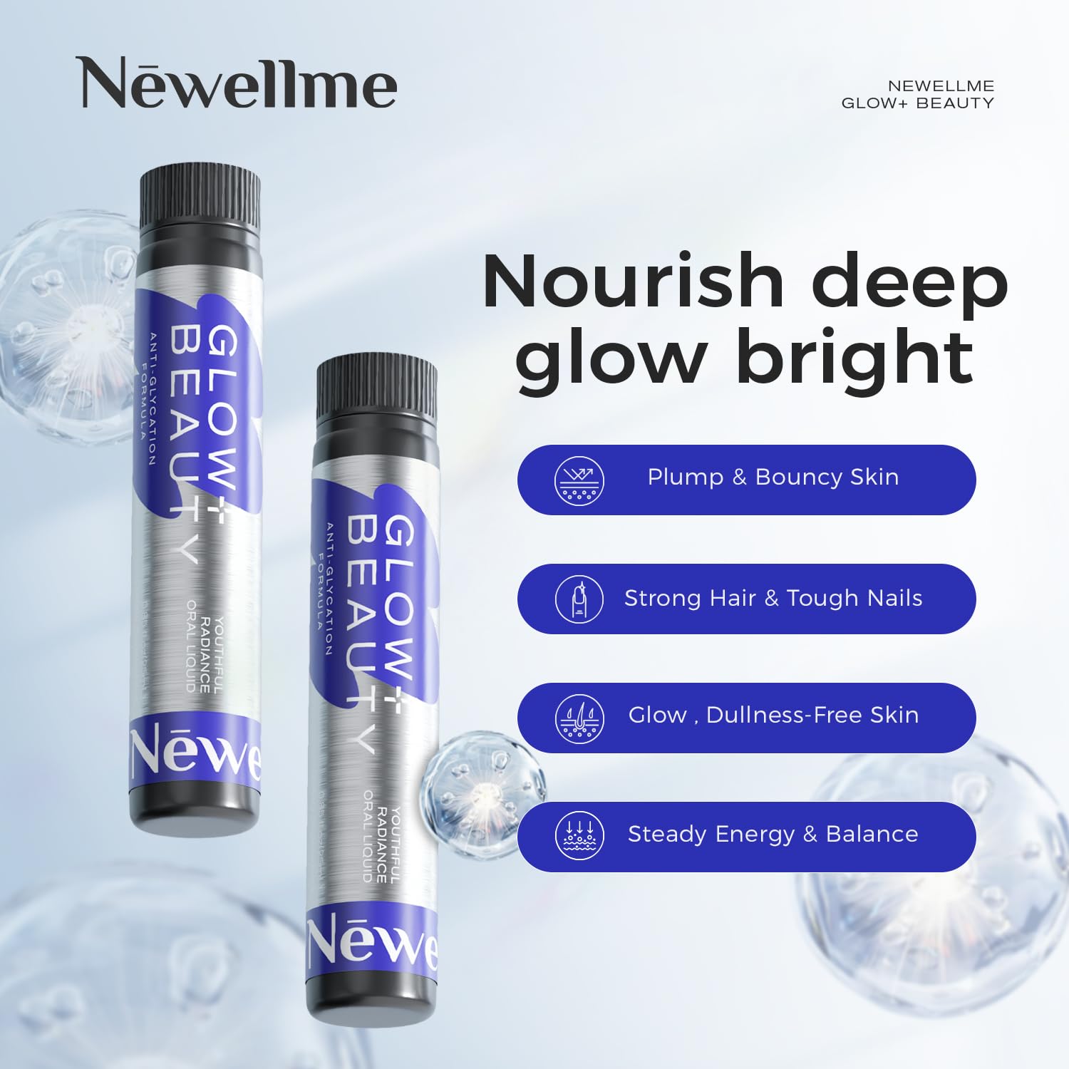 NEWELLME All-in-One Beauty Drink bottles arranged