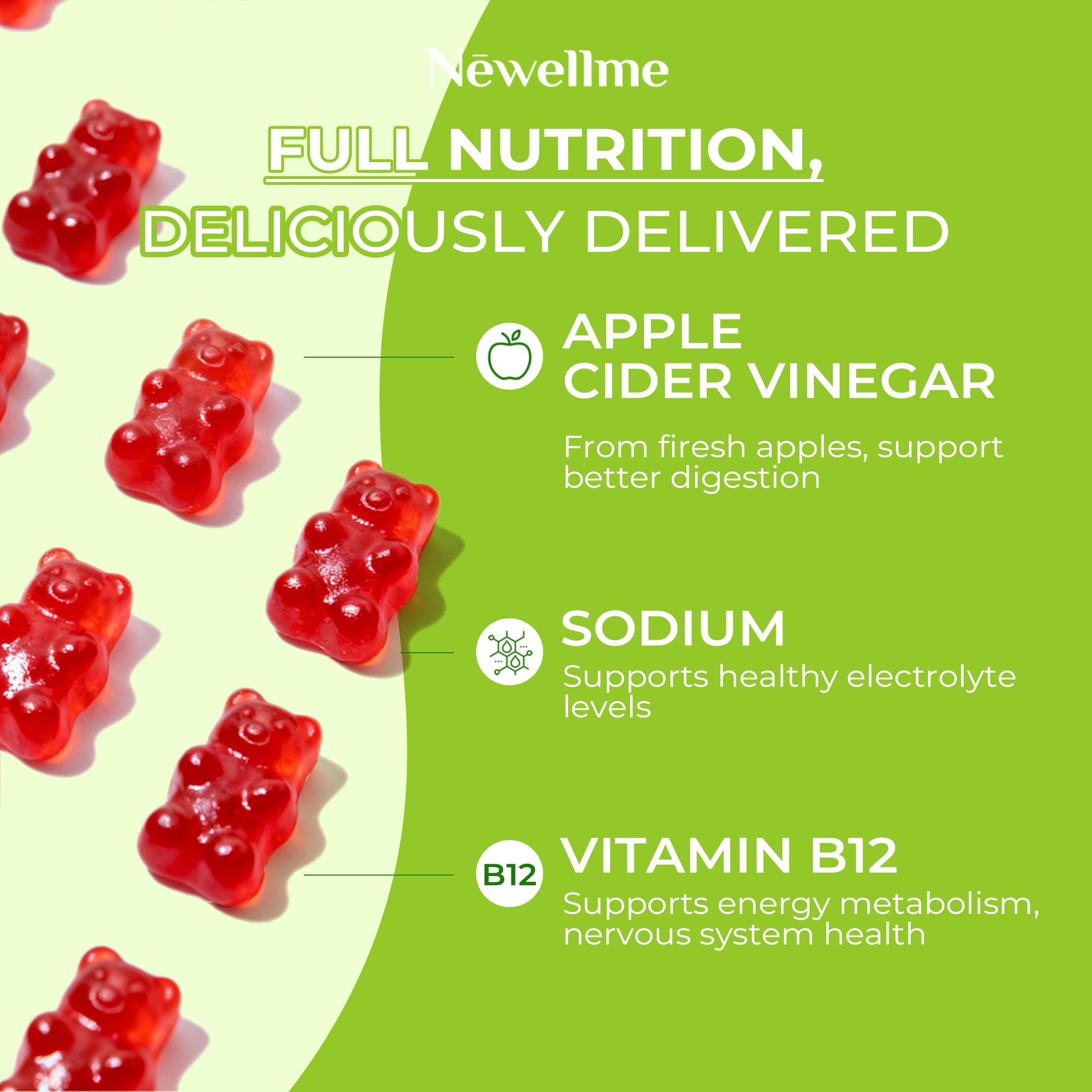 NEWELLME Apple Cider Vinegar Gummies with fresh apples