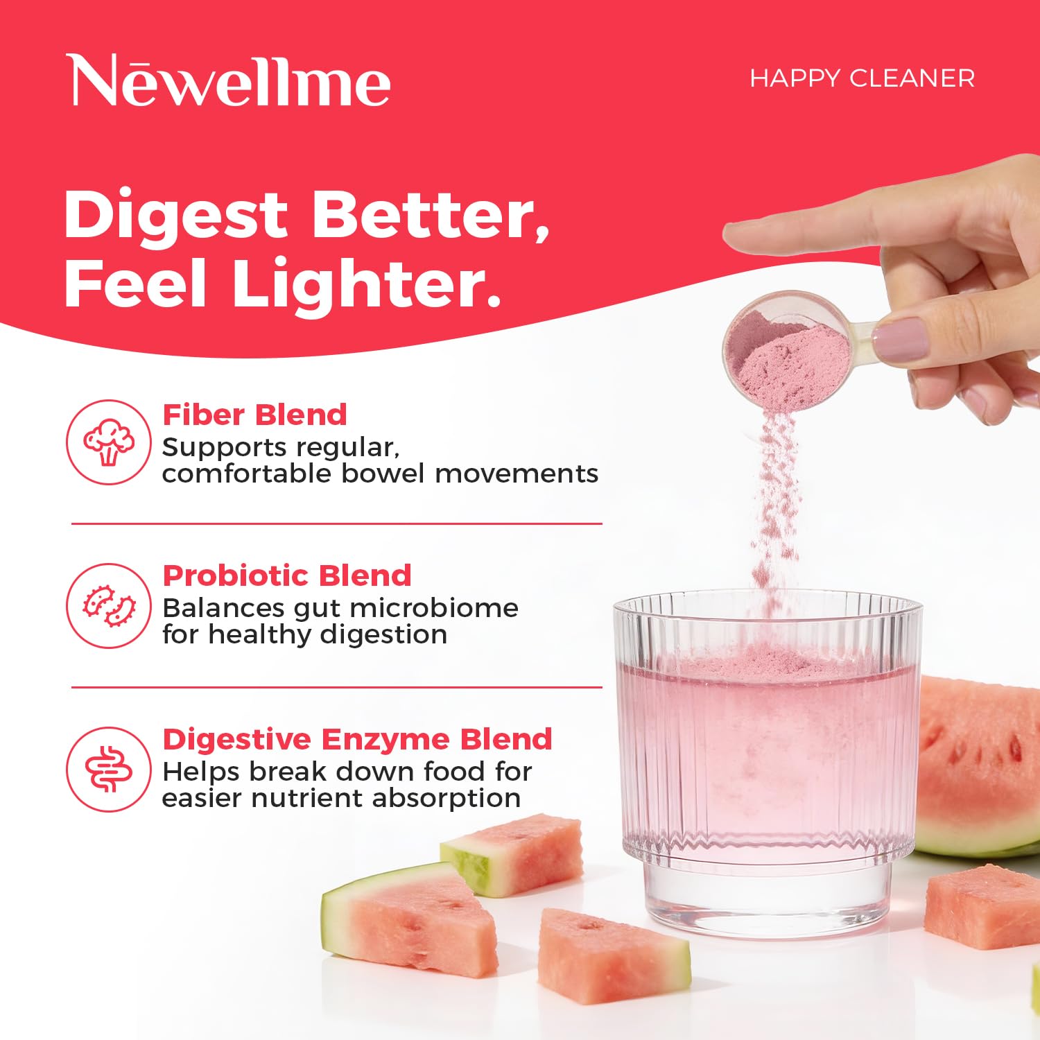 NEWELLME Daily daily Supplement Drink Mix sachet opened with powder