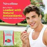 NEWELLME daily Supplement with fresh fruits background