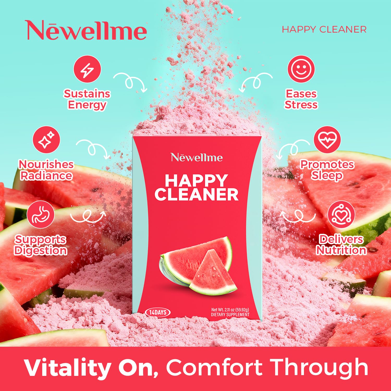 NEWELLME daily Support Supplement individual sachet with Watermelon flavour