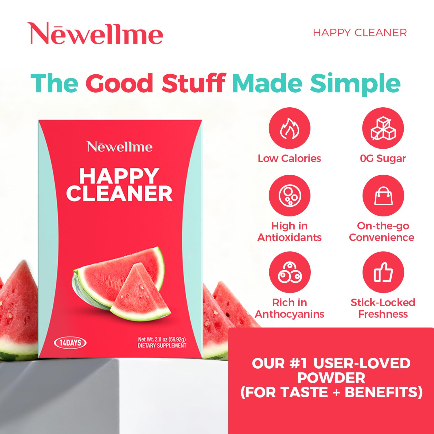 NEWELLME daily Support Supplement sachet opened with powder visible