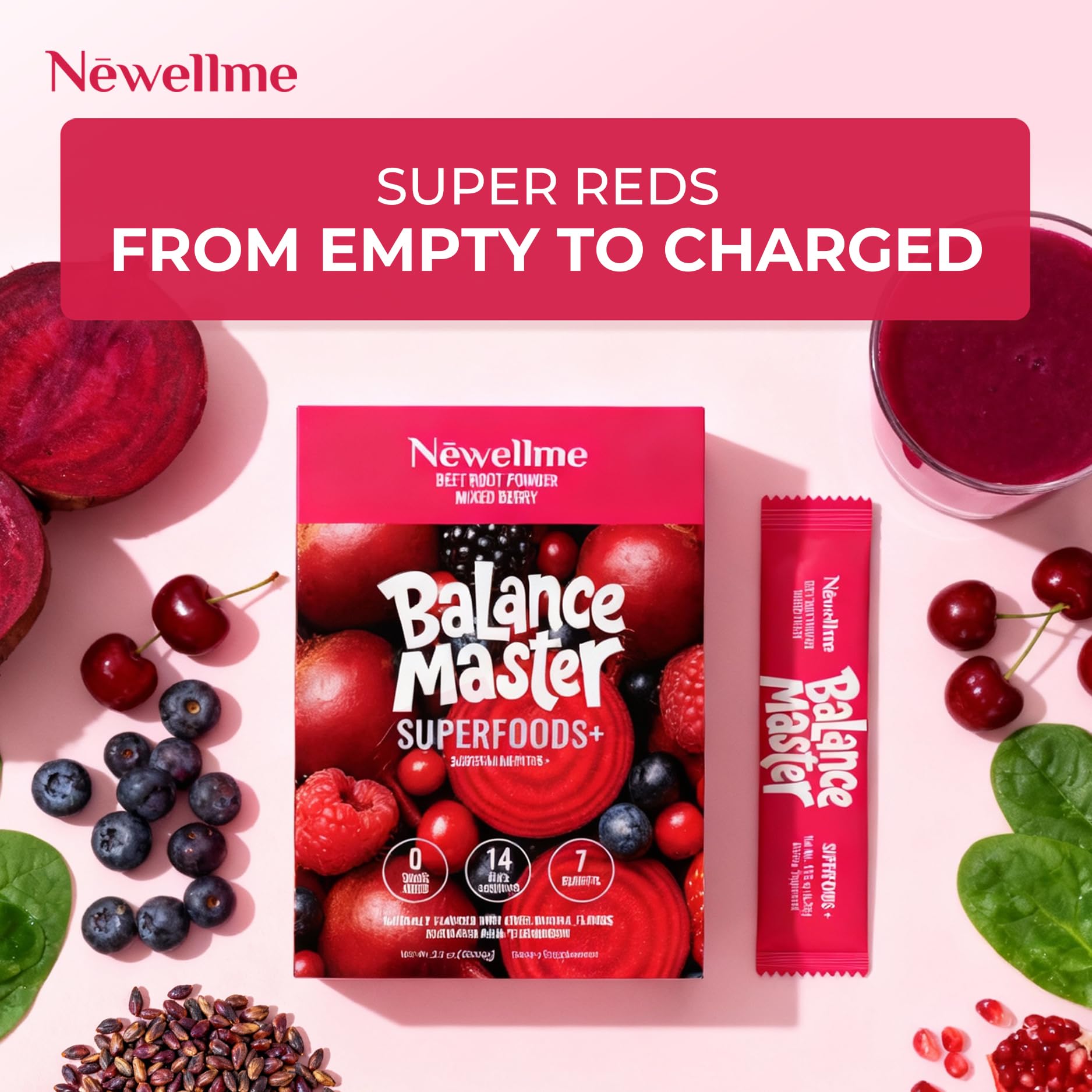 NEWELLME Grape Seed Extract stick packs in a lifestyle setting