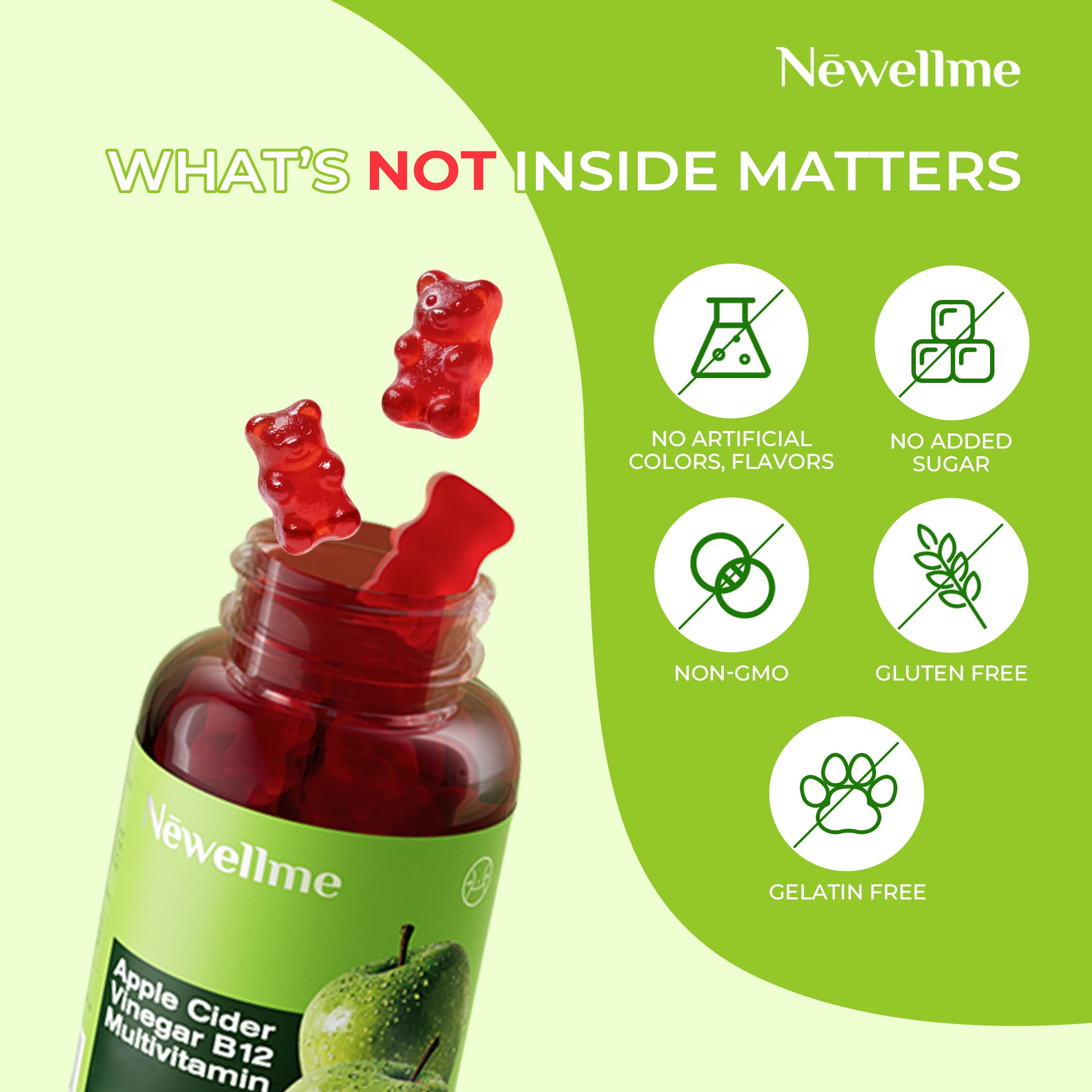 NEWELLME gummies vegan and sugar-free label