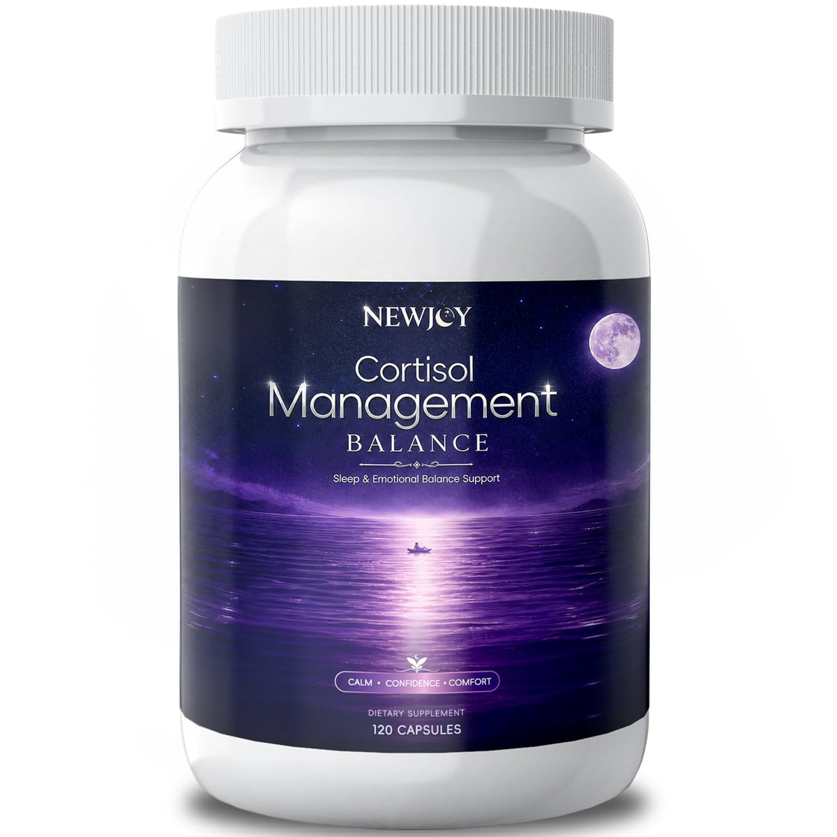 NewJoy Cortisol Support Supplement 120 capsules front view