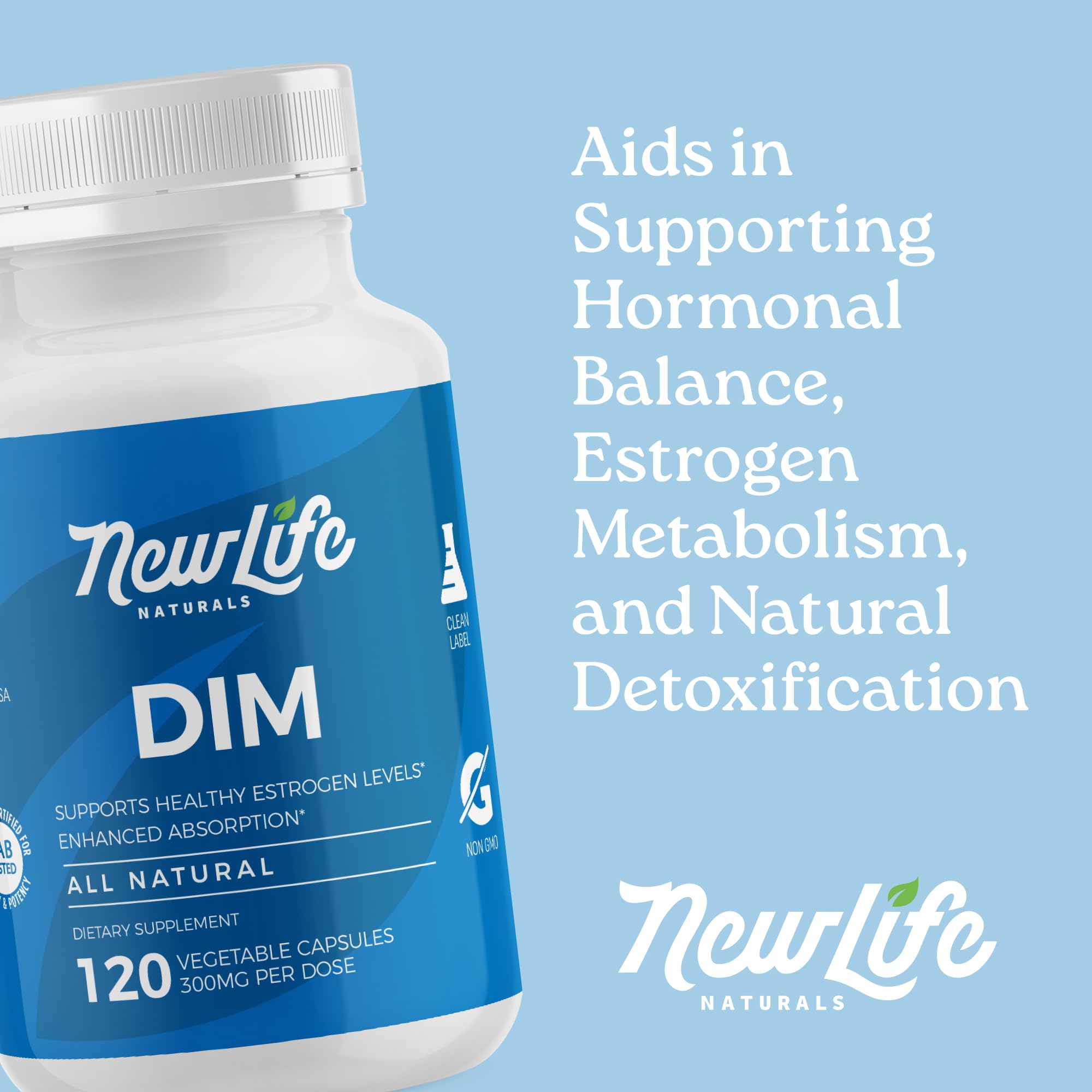 NewLife Naturals DIM Supplement 300mg back view of packaging
