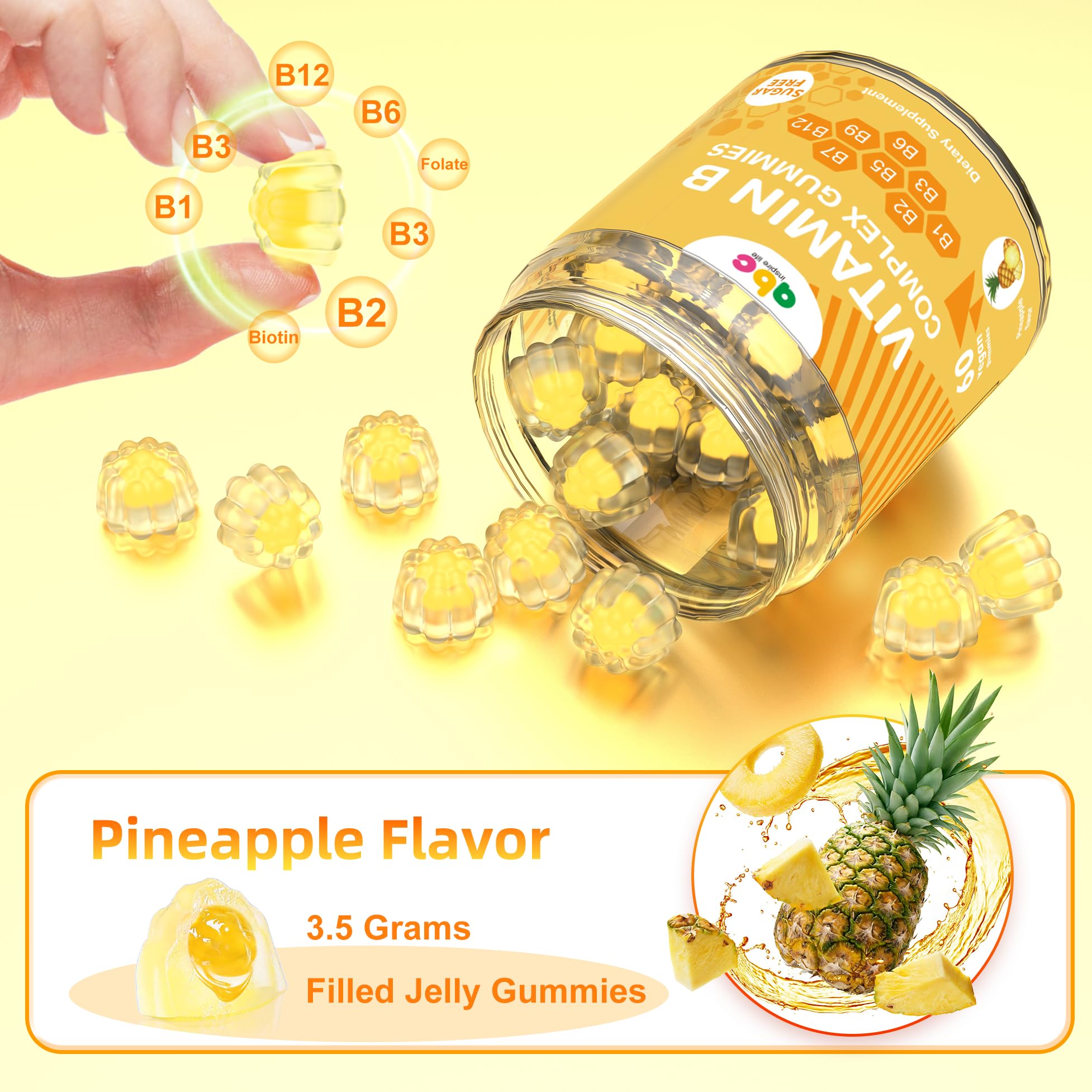 NEWOLITE B-Complex Vitamin Gummies pineapple flavour