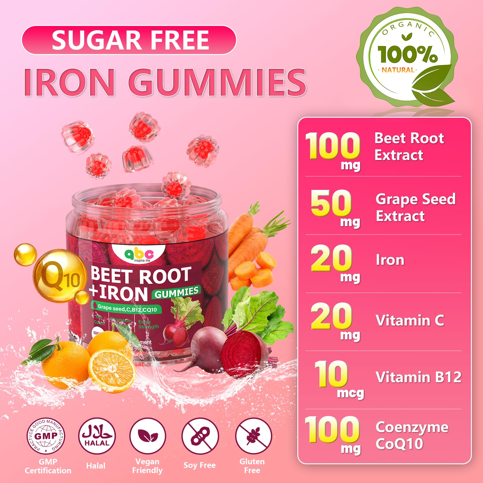 NEWOLITE Beet Root Gummies peach flavour gummy close-up
