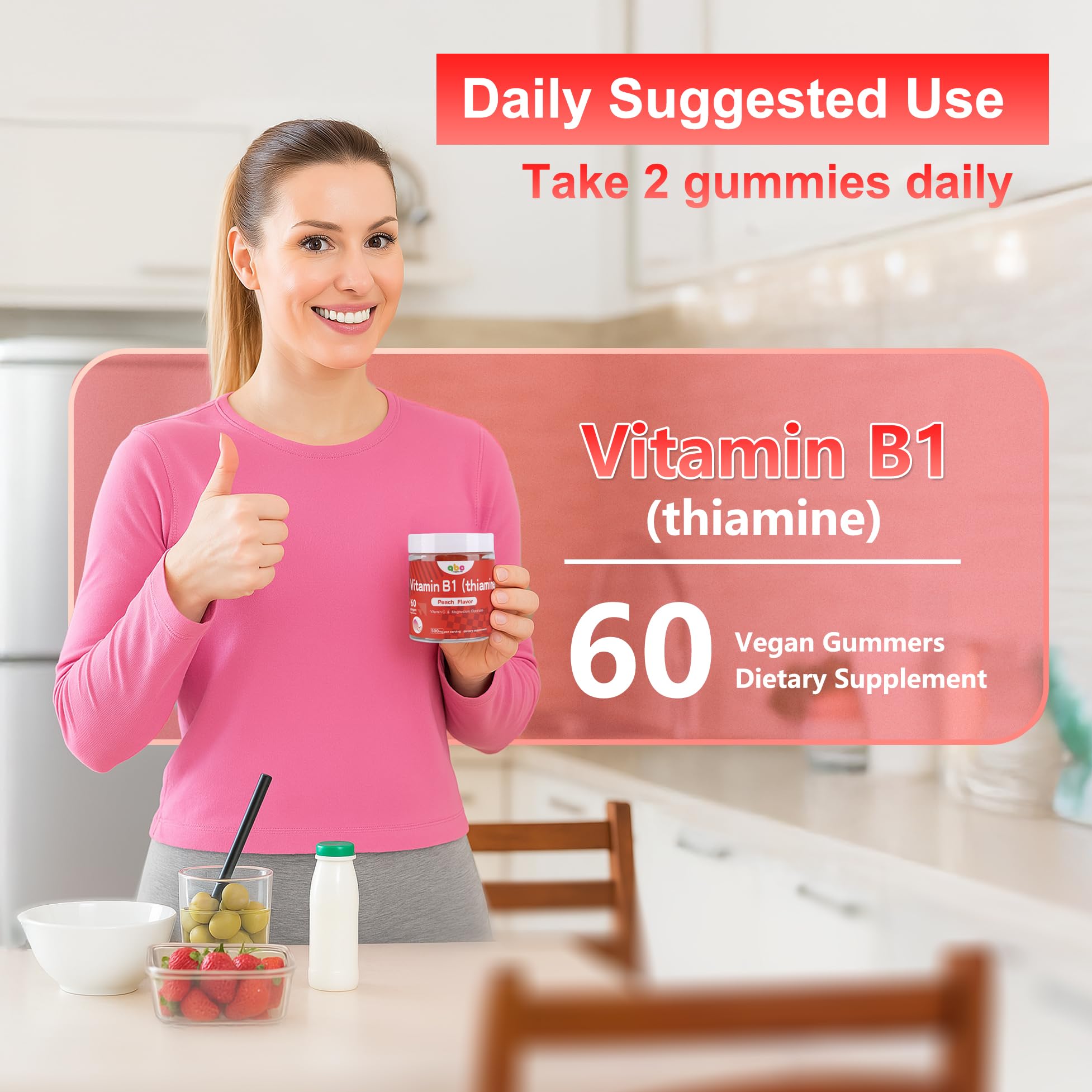 NEWOLITE Vitamin B1 Gummies open bottle showing gummies inside