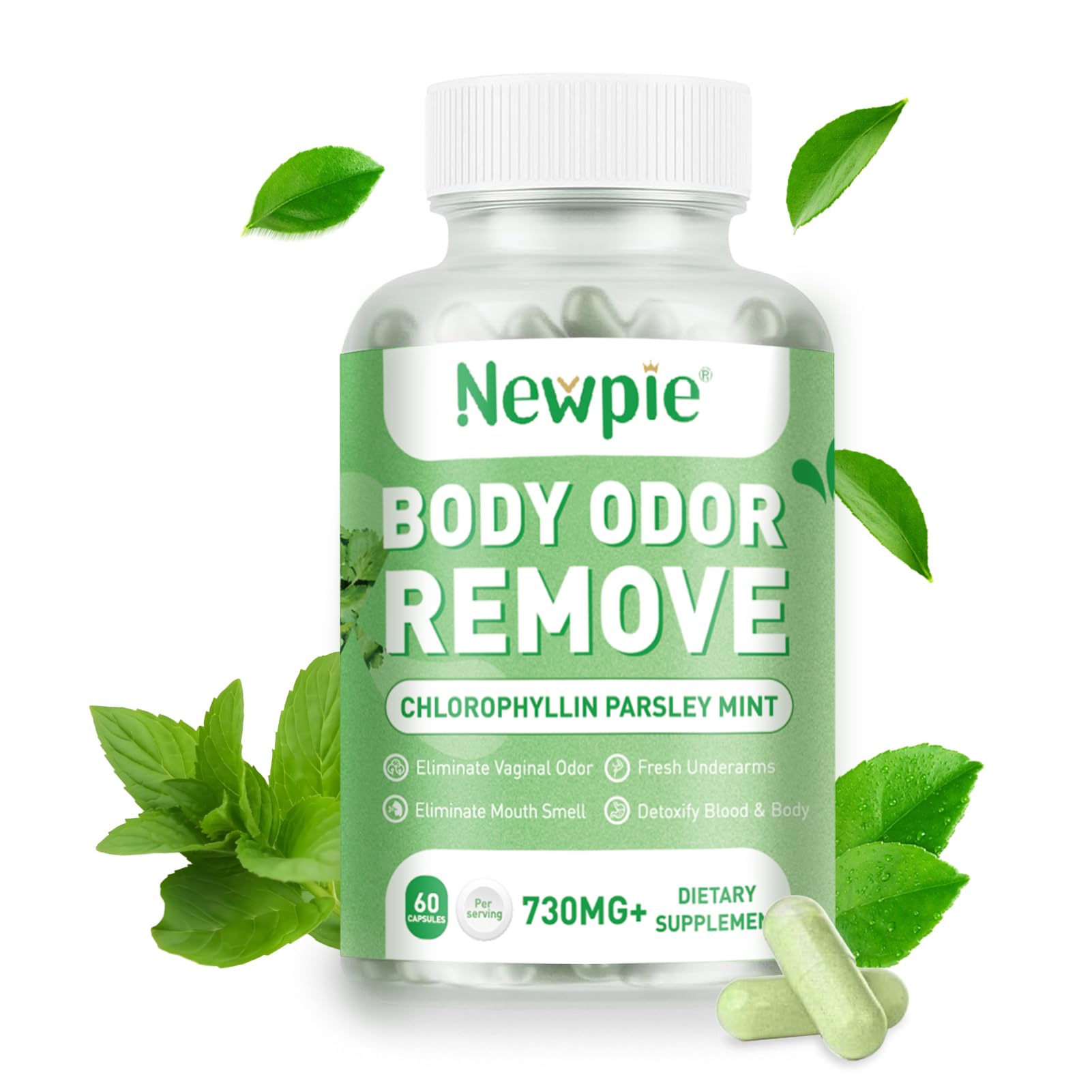 Newpie Chlorophyll 7-in-1 Internal Odor Support Supplement bottle front view