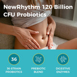 NewRhythm Extra Strength Probiotic capsules on a wooden surface