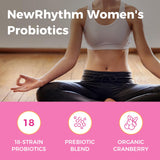NewRhythm Female Probiotics back view with ingredient list