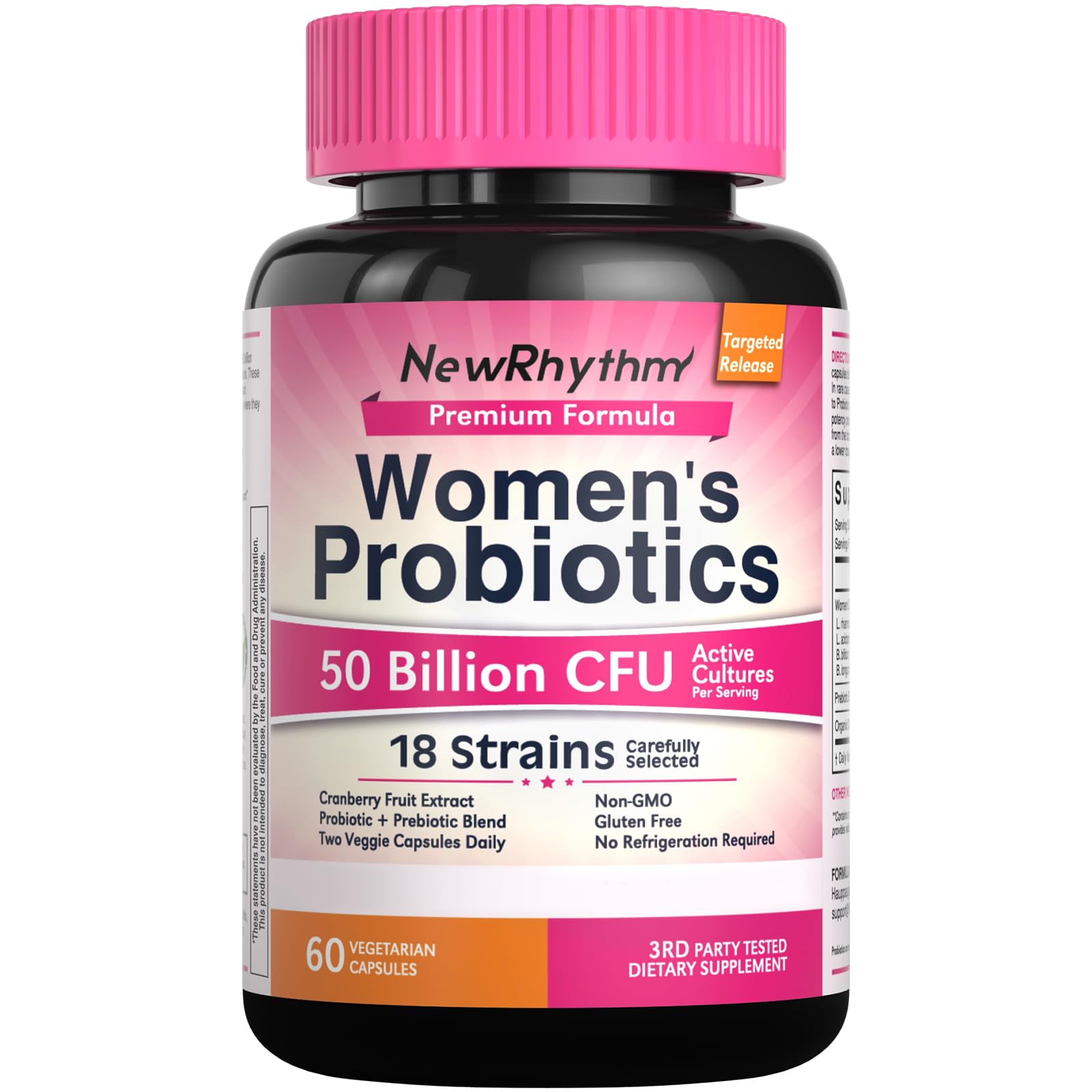 NewRhythm Female Probiotics bottle front view with 50 Billion CFU