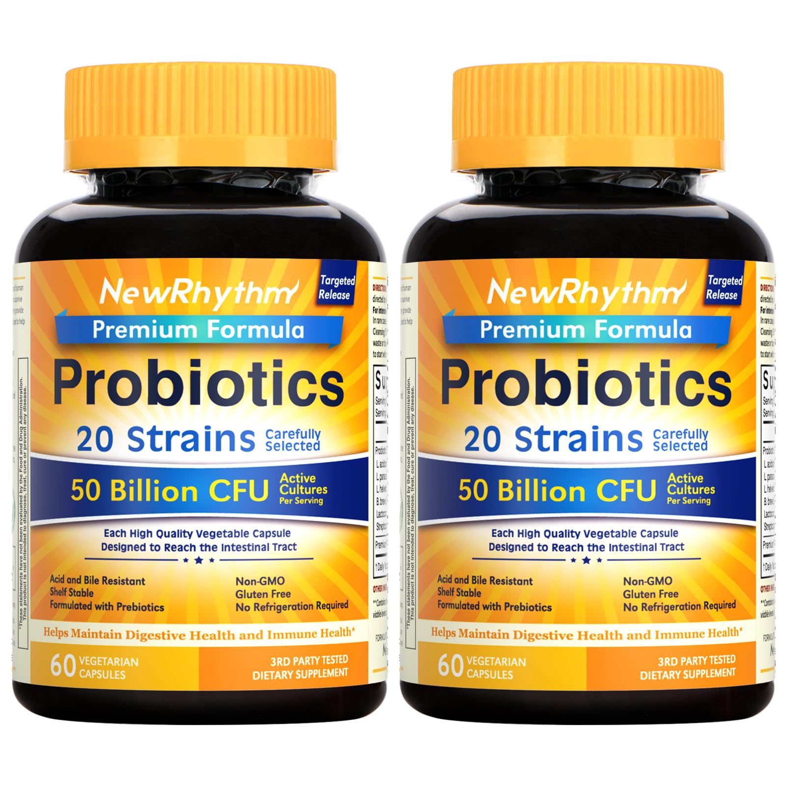 NewRhythm Probiotics 50 Billion CFU capsules front view