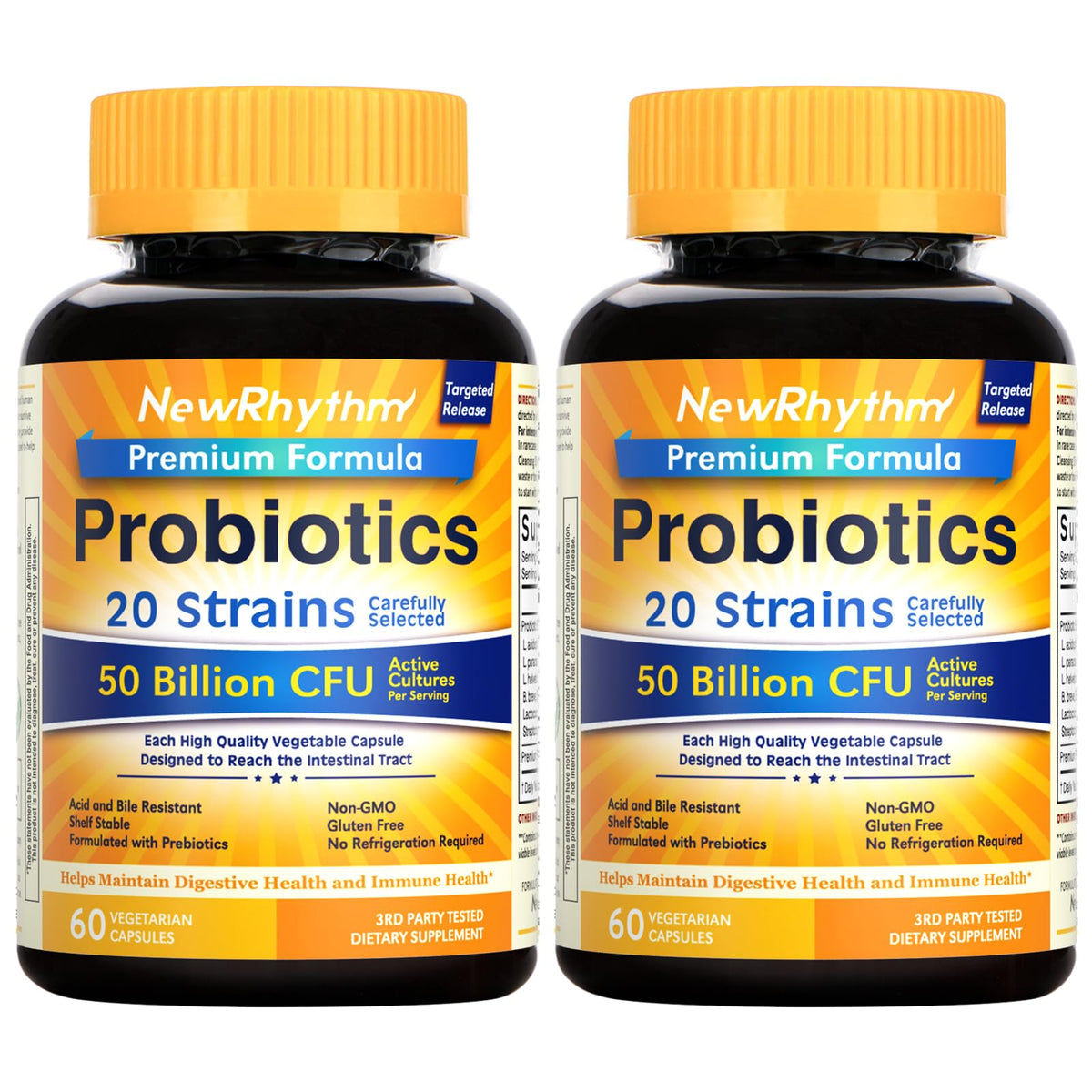 NewRhythm Probiotics 50 Billion CFU capsules front view