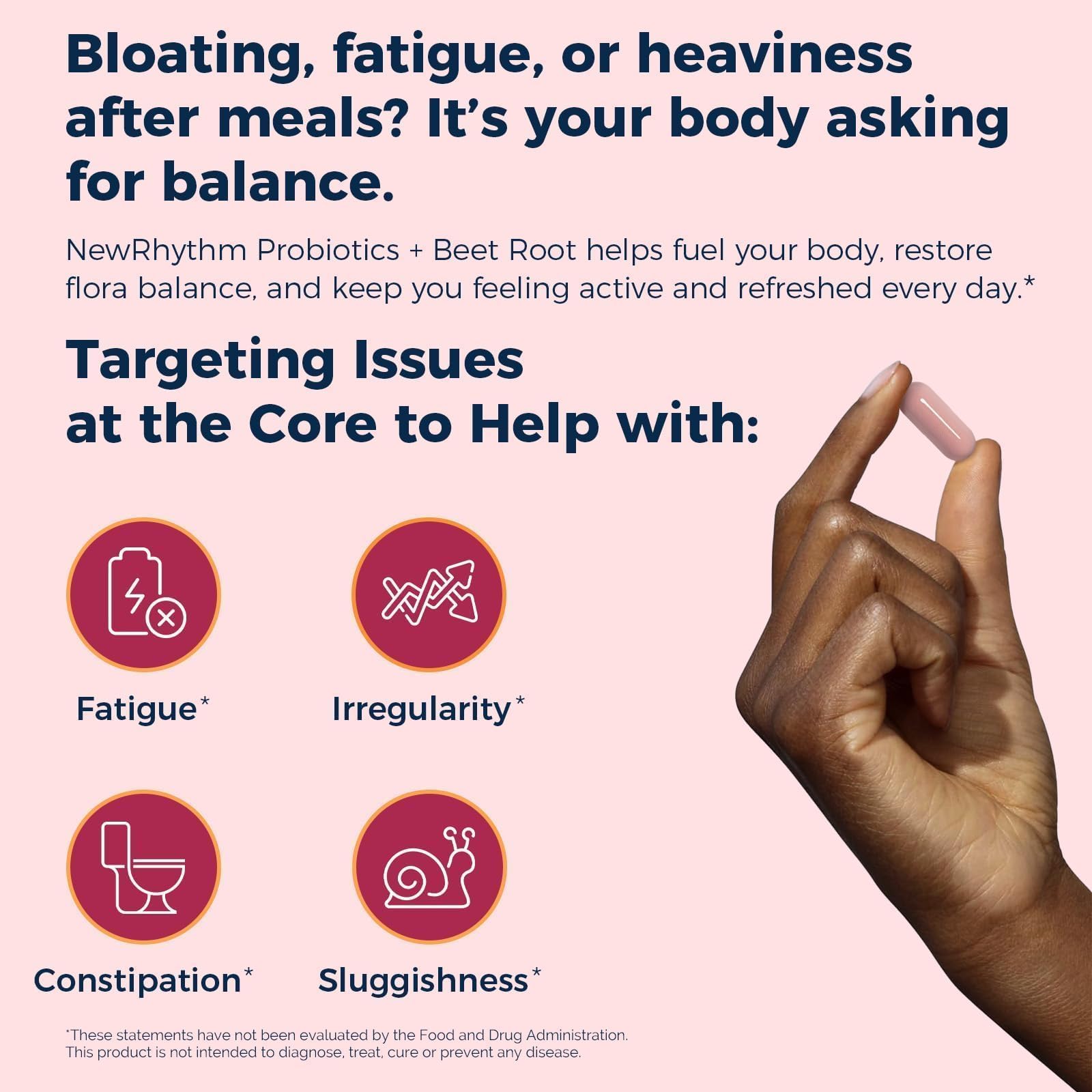 NewRhythm Probiotics + Beet Root capsule ingredients list